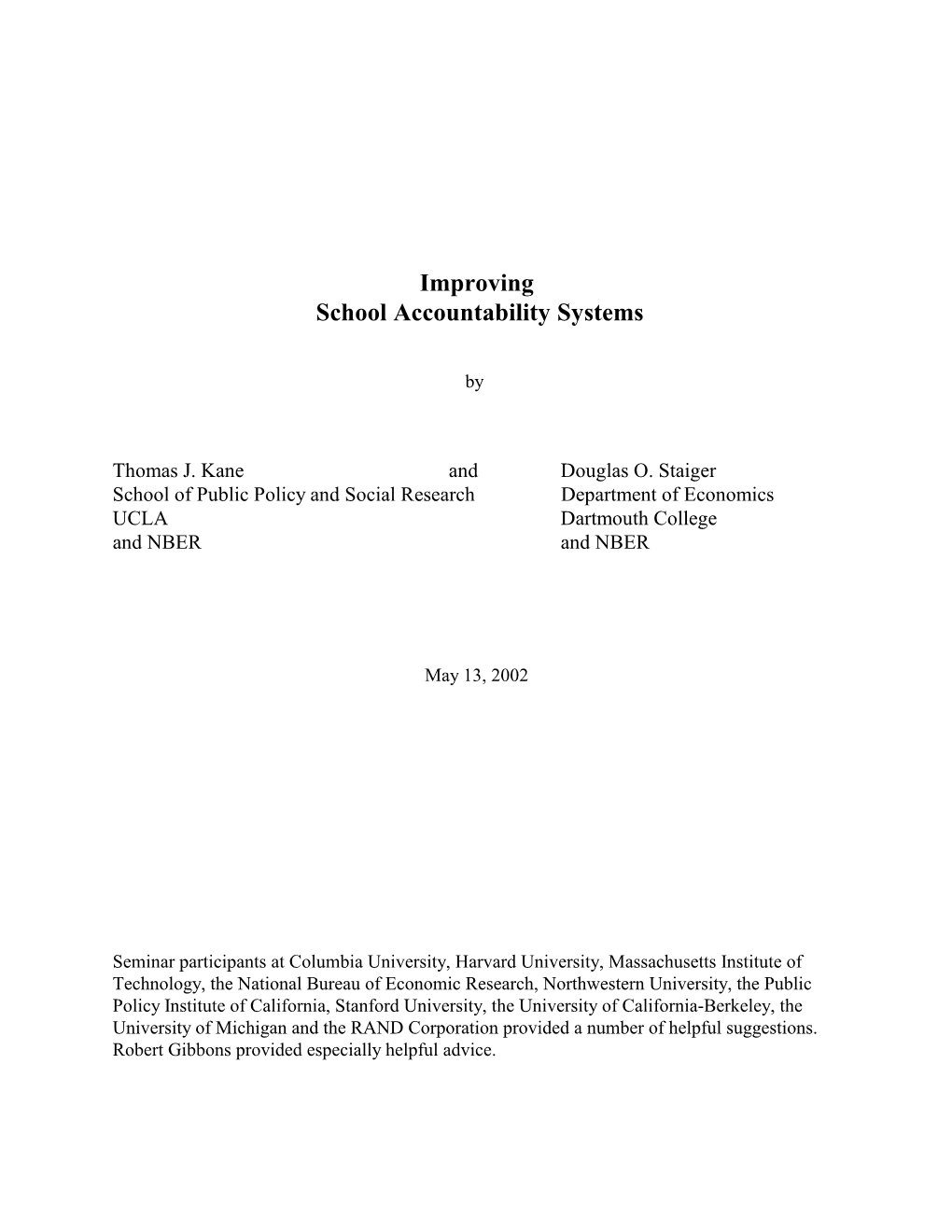 Improving School Accountability Systems