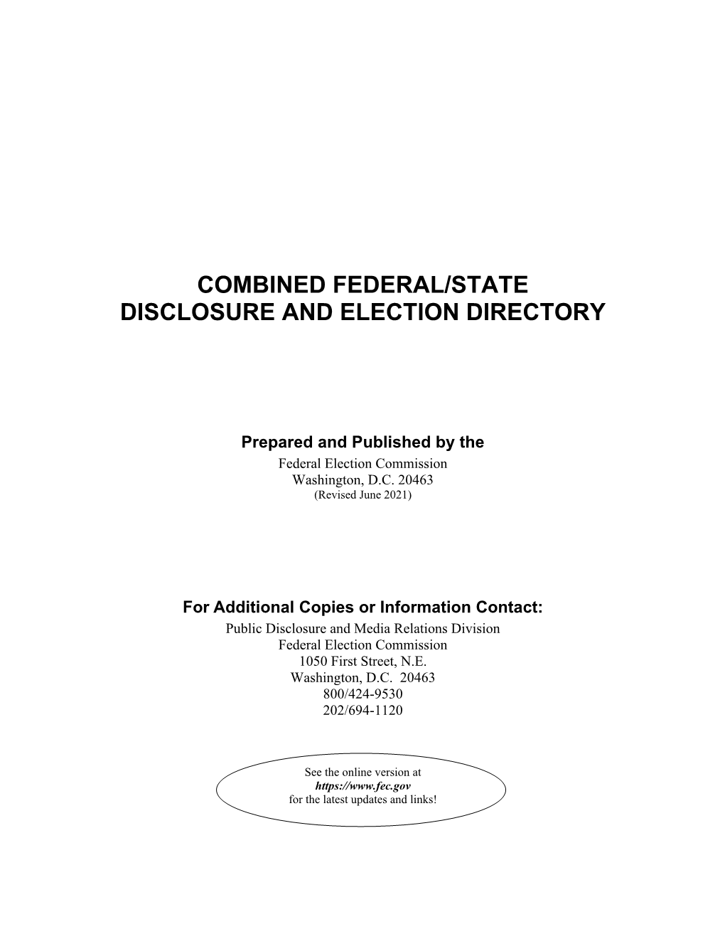 Combined Federal/State Disclosure and Election Directory