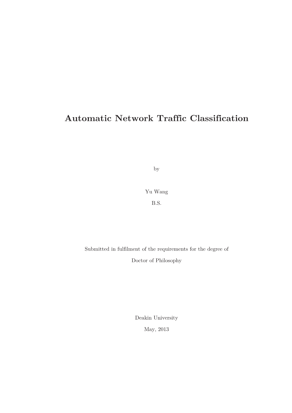 Automatic Network Traffic Classification