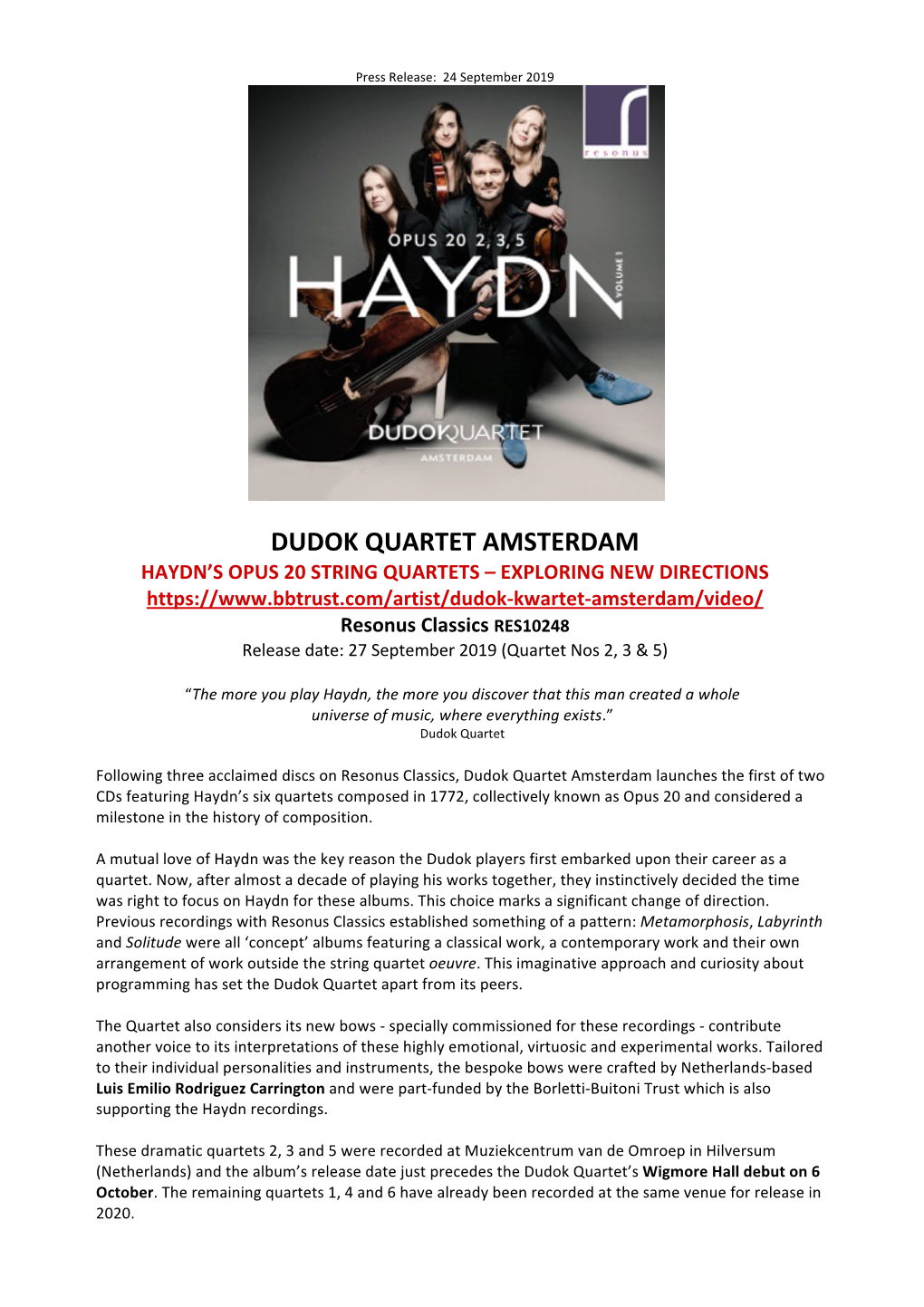 Dudok Quartet Amsterdam