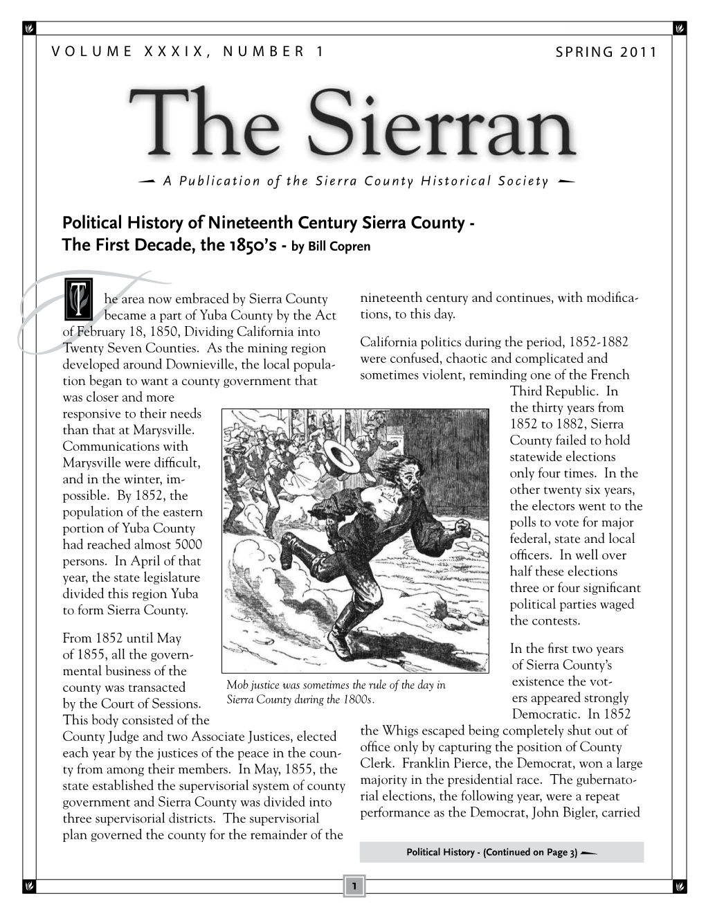 Sierran Spring 2011   the Sierra County Historical Society 