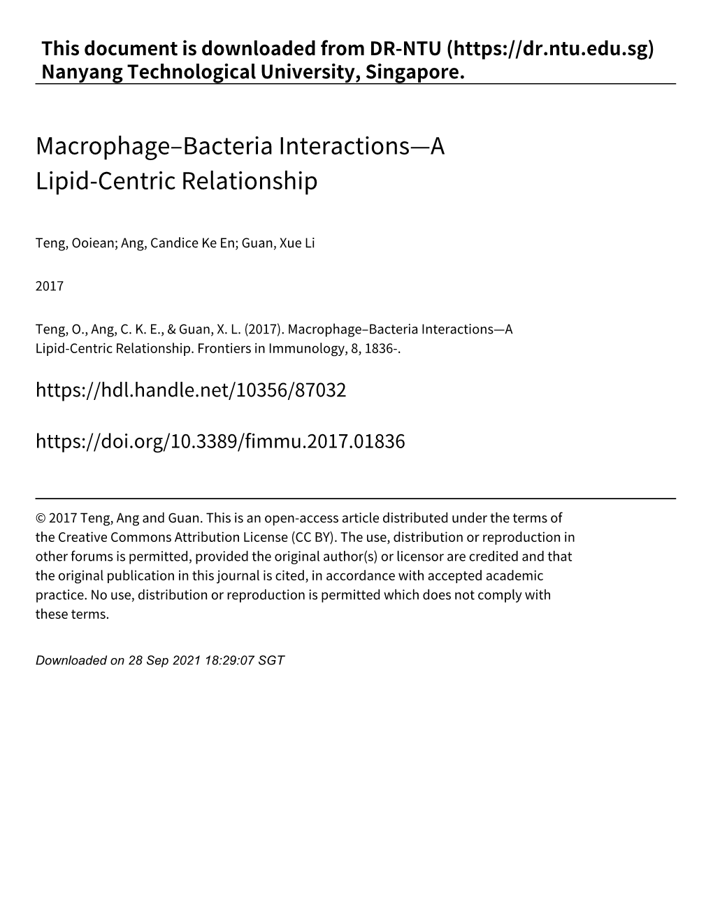 Macrophage–Bacteria Interactions—A Lipid‑Centric Relationship