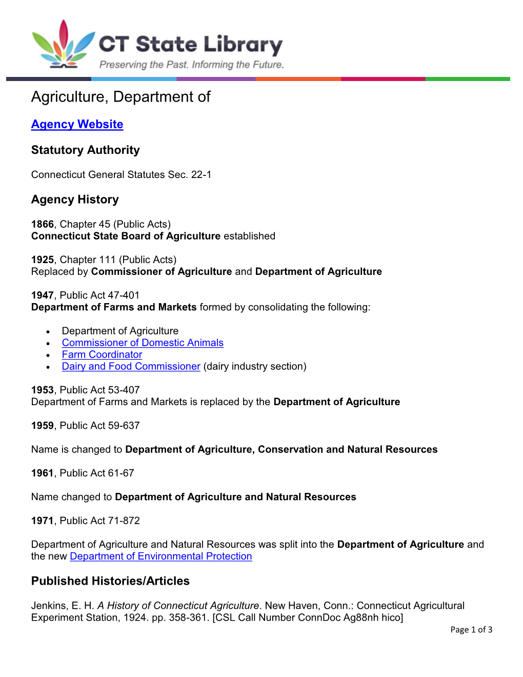 Agriculture, Department Of