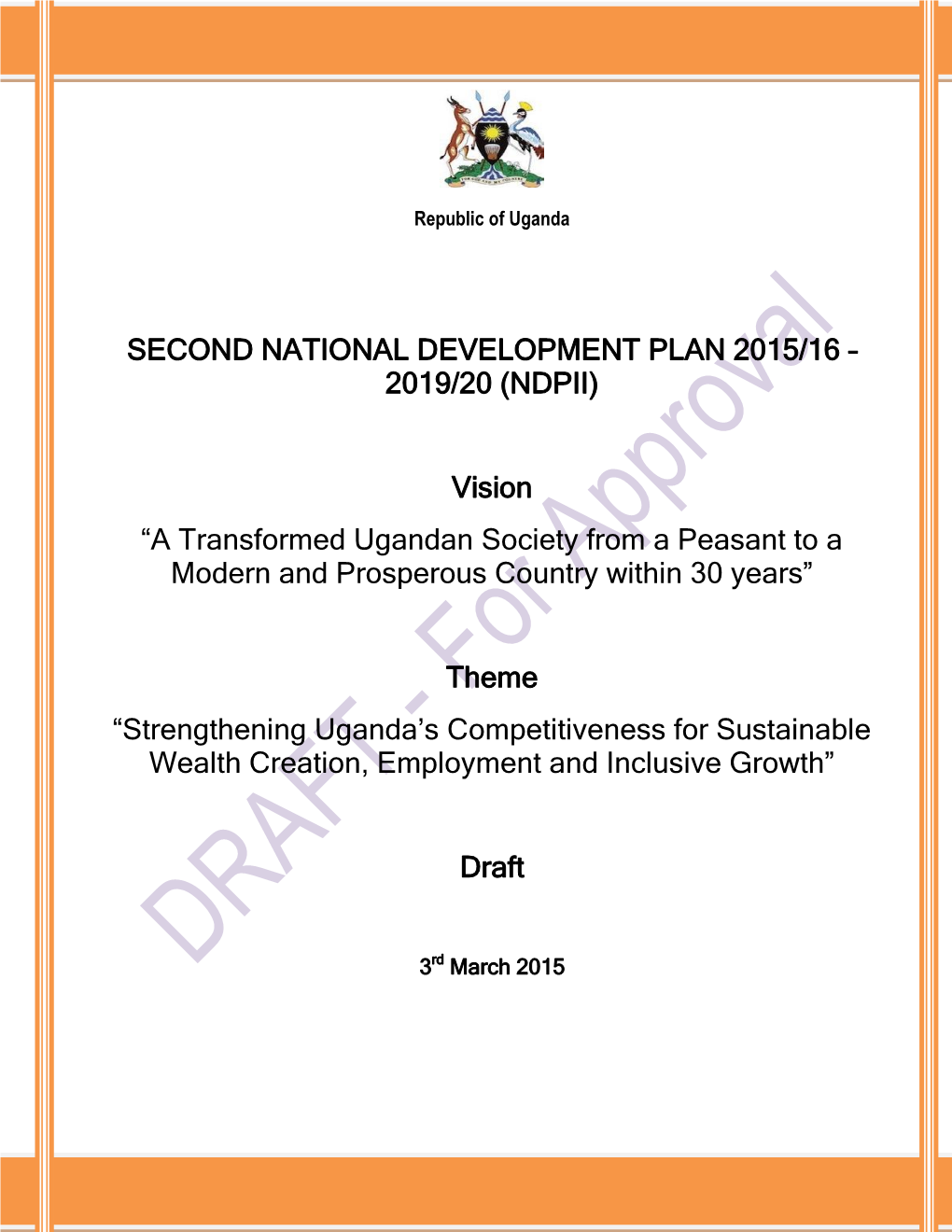 Second National Development Plan 2015 16 to 2019 20 (NDPII)