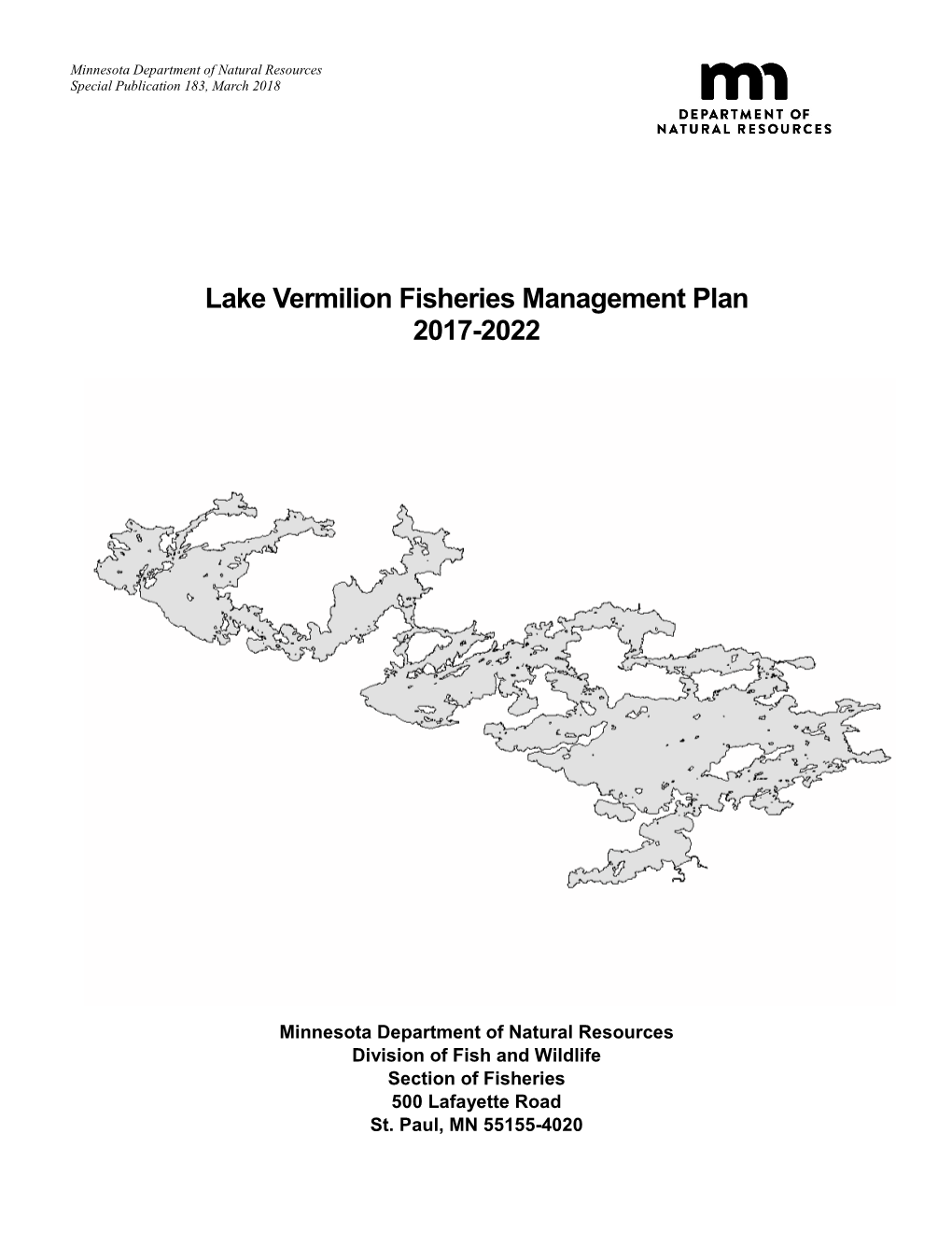 Lake Vermilion Fisheries Management Plan 2017-2022