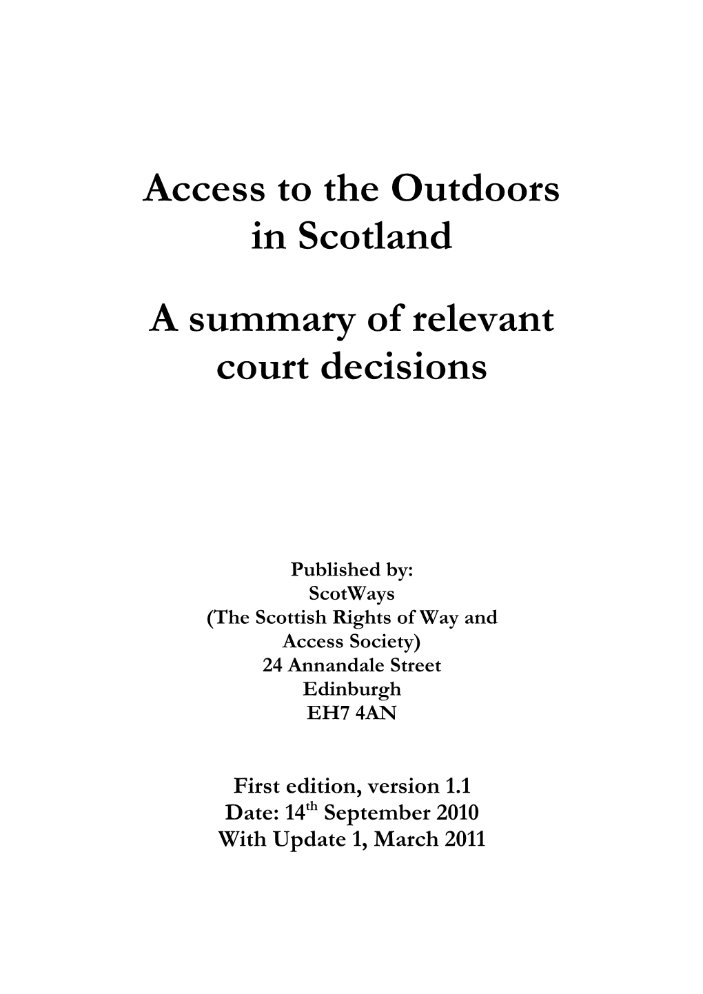 Access to the Outdoors in Scotland