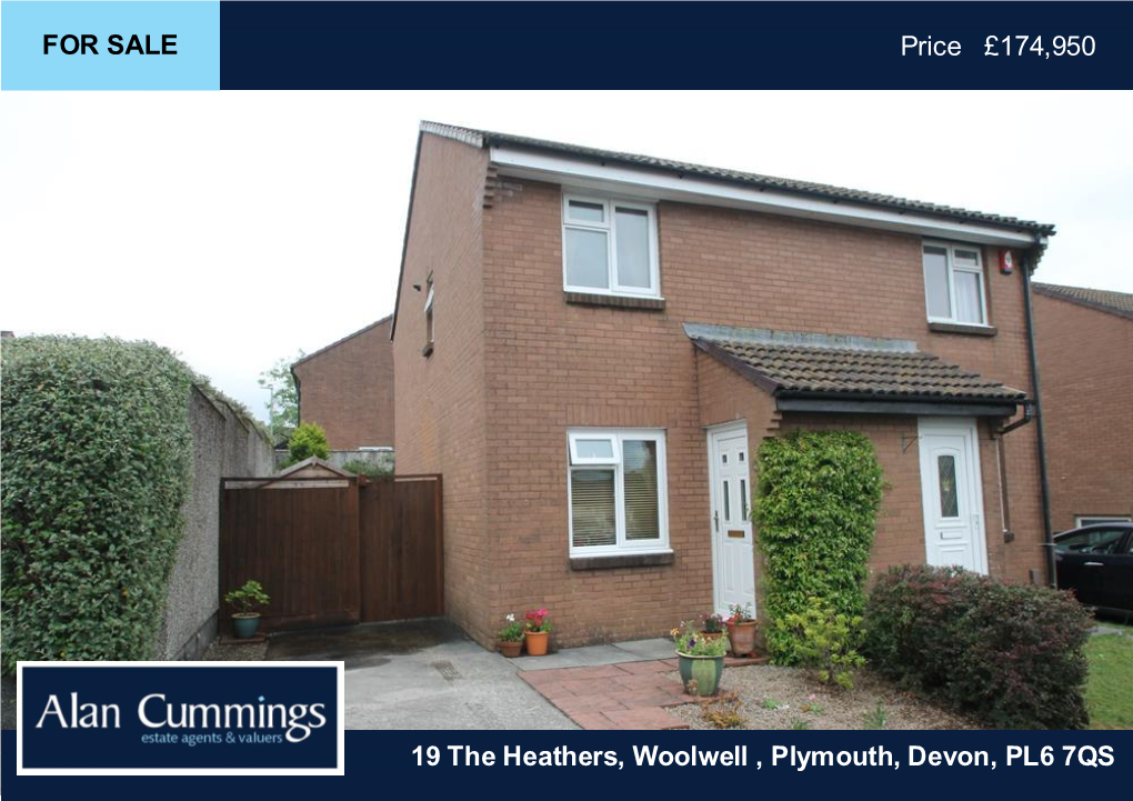 FOR SALE Price £174,950 19 the Heathers, Woolwell , Plymouth, Devon, PL6