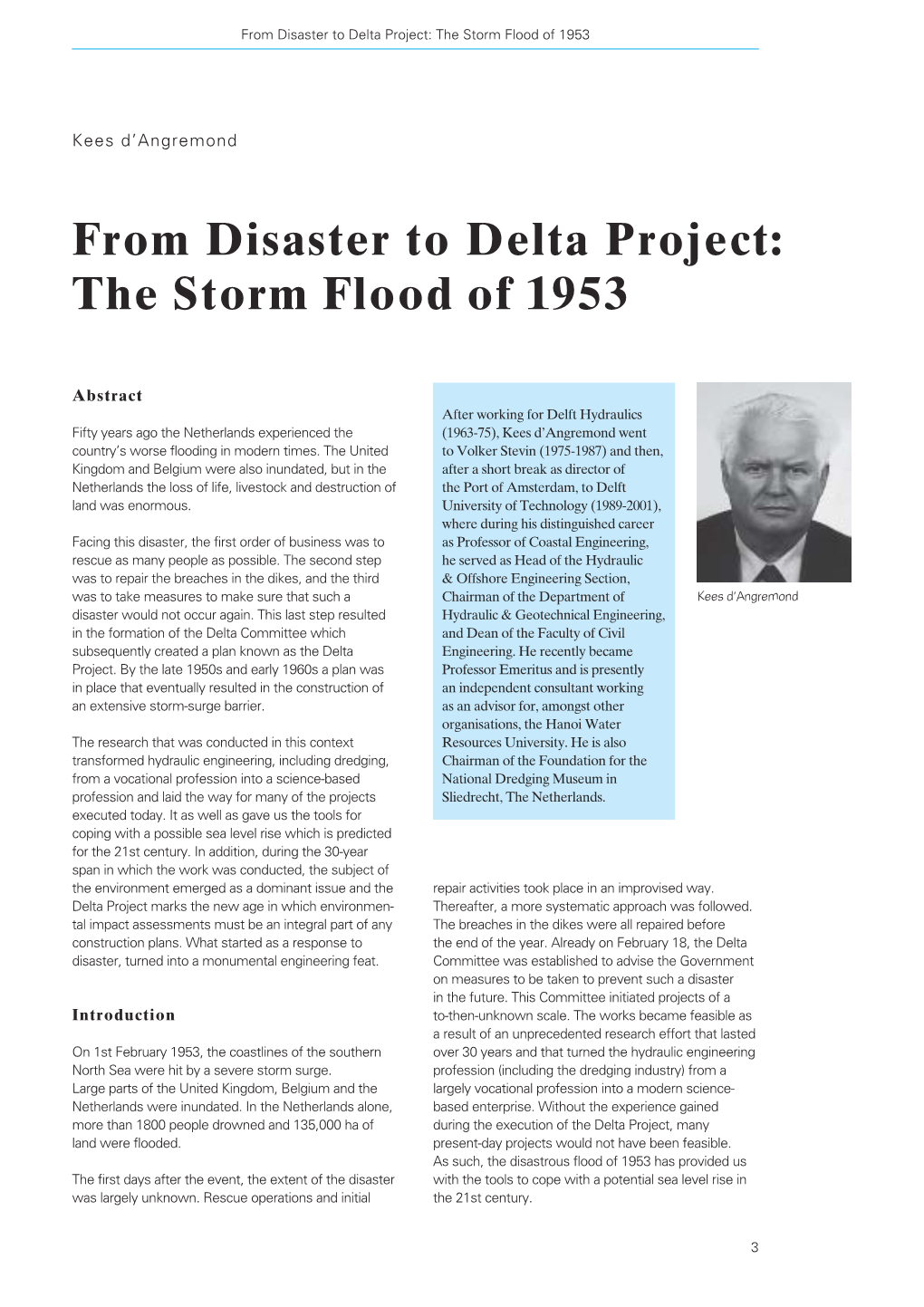 From Disaster to Delta Project: the Storm Flood of 1953