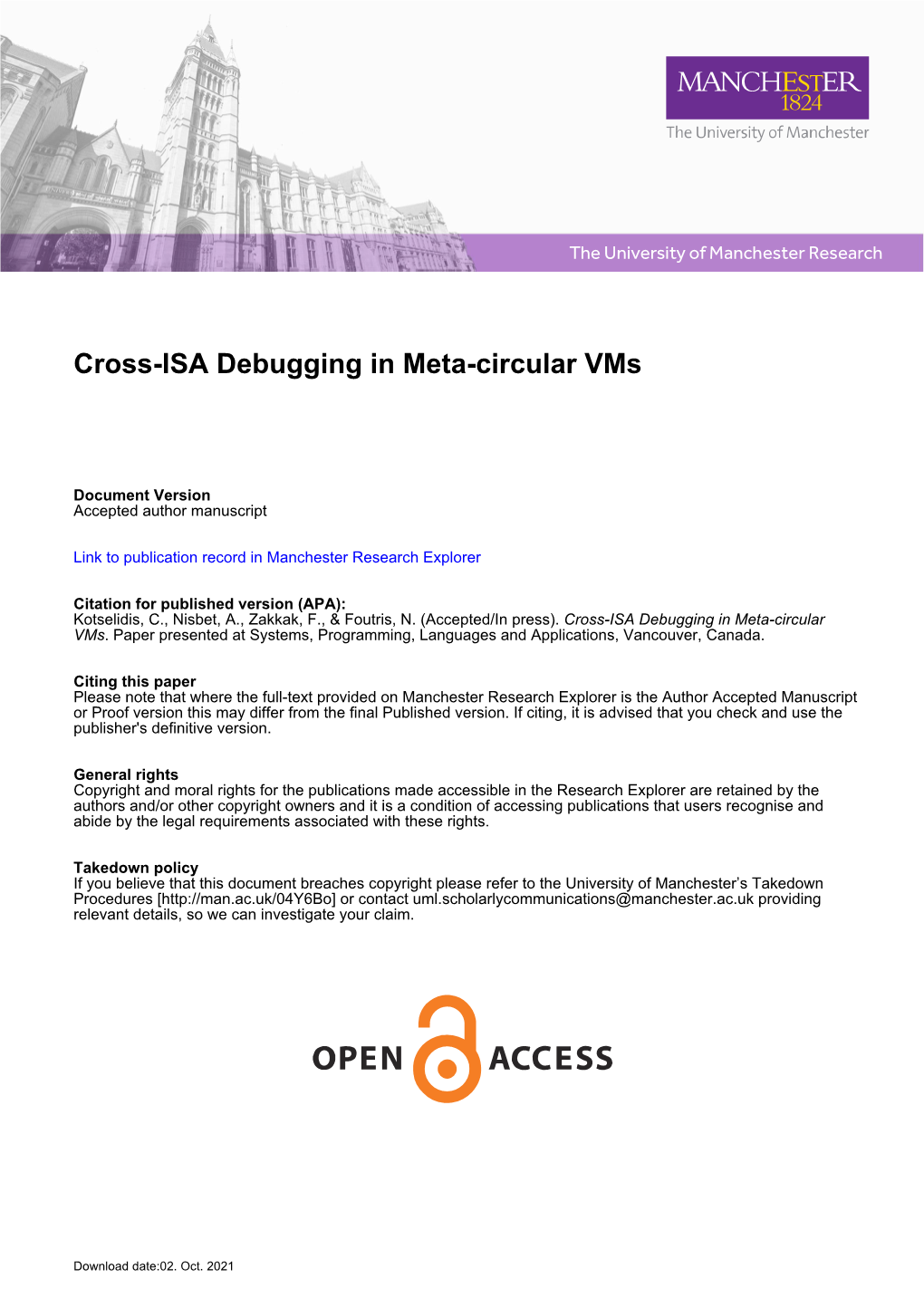 Cross-ISA Debugging in Meta-Circular Vms