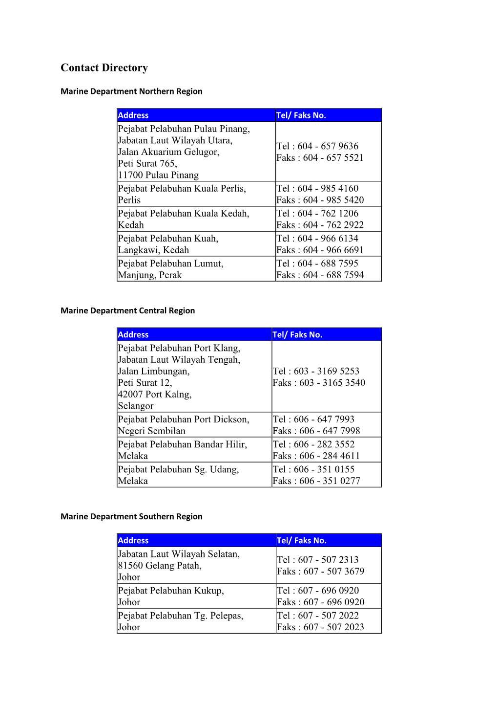 Contact Directory