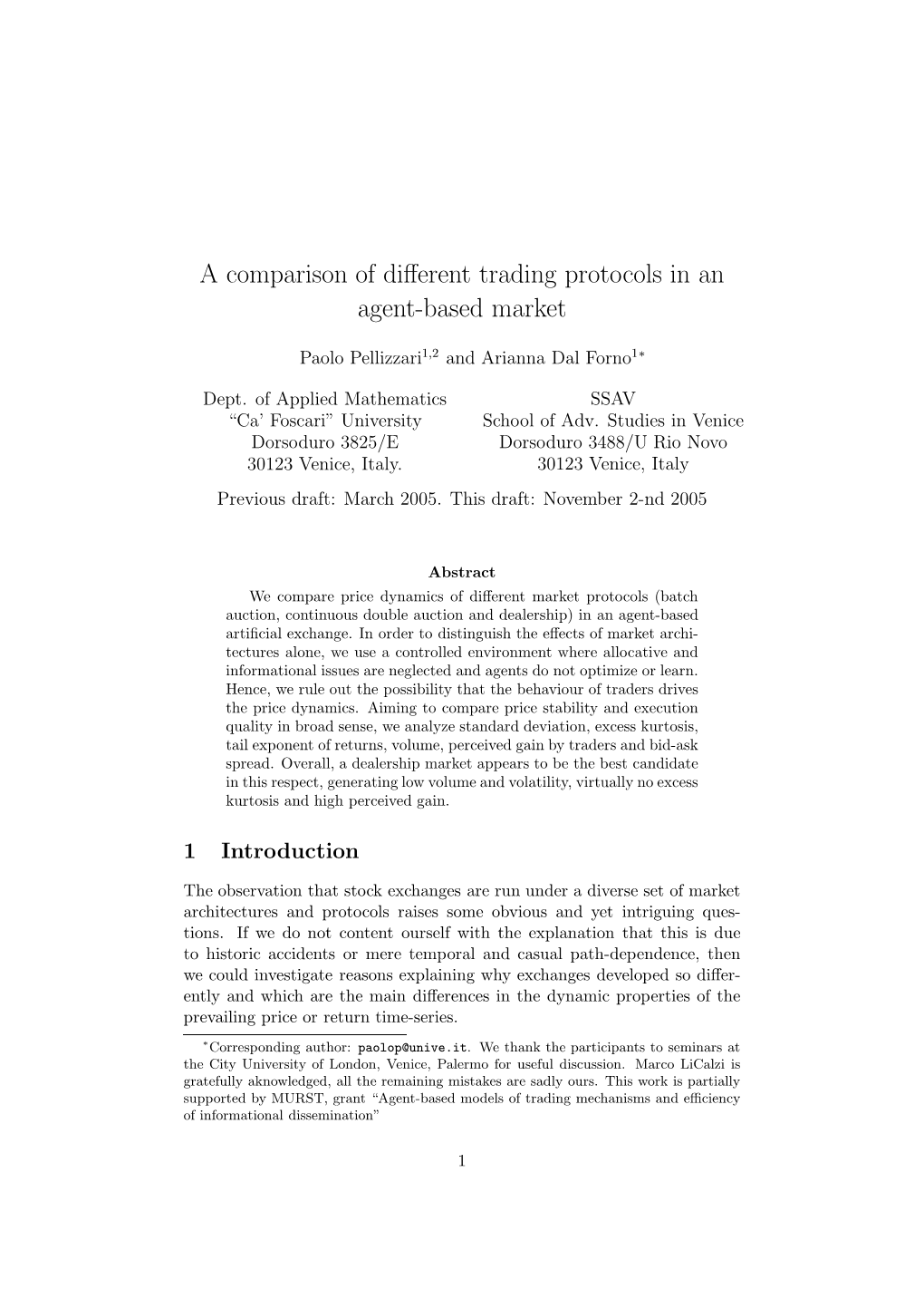 A Comparison of Different Trading Protocols in an Agent-Based Market