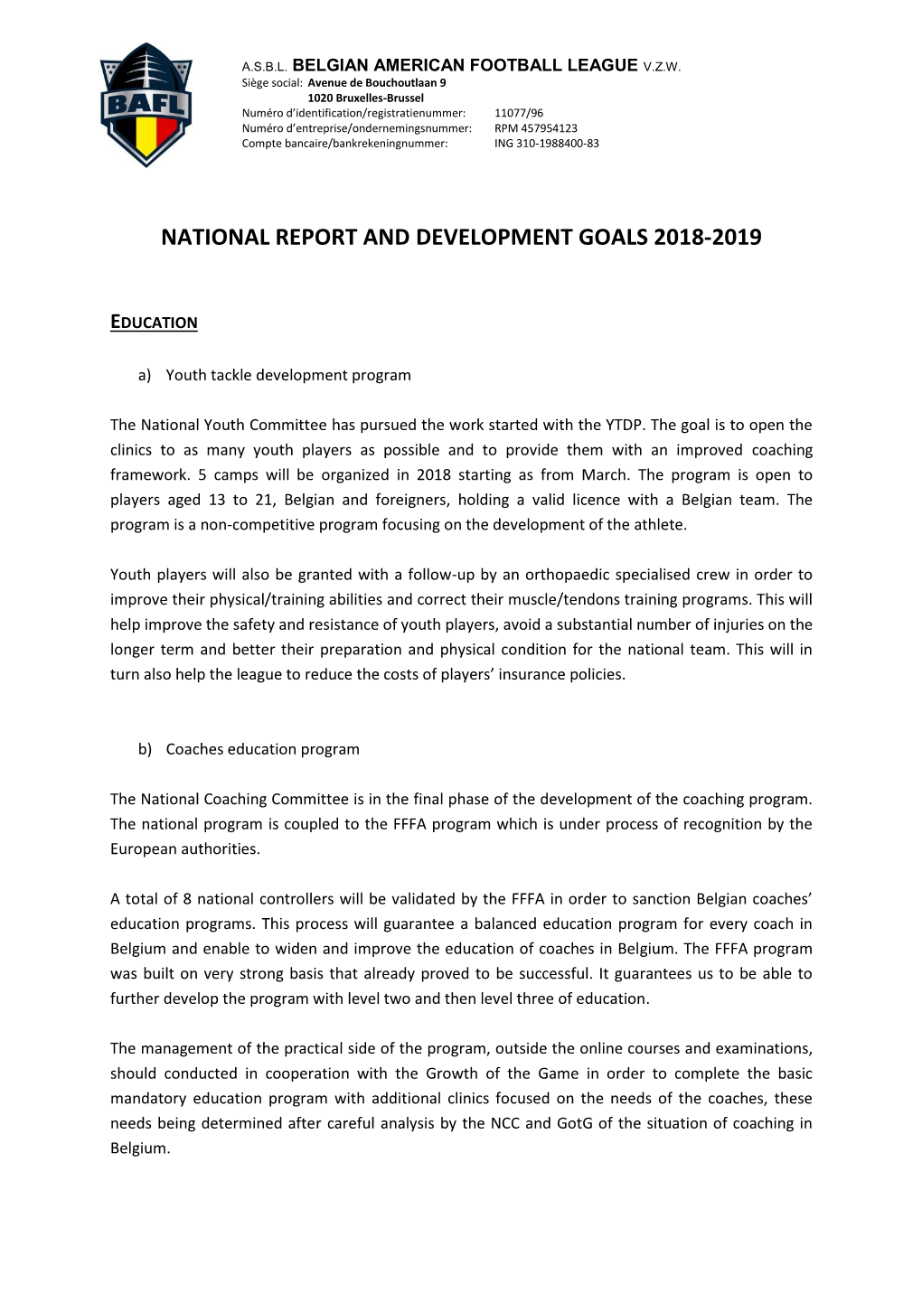 National Report and Development Goals 2018-2019