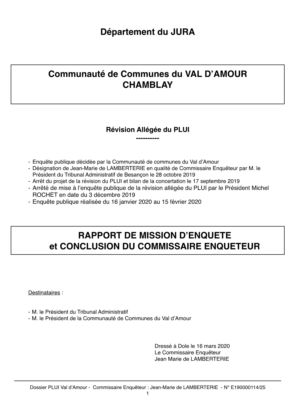 Rapport D'enquête Publique