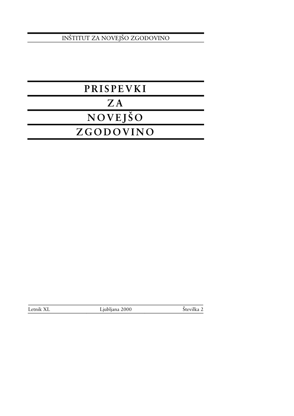 Prispevki Za Novejšo Zgodovino