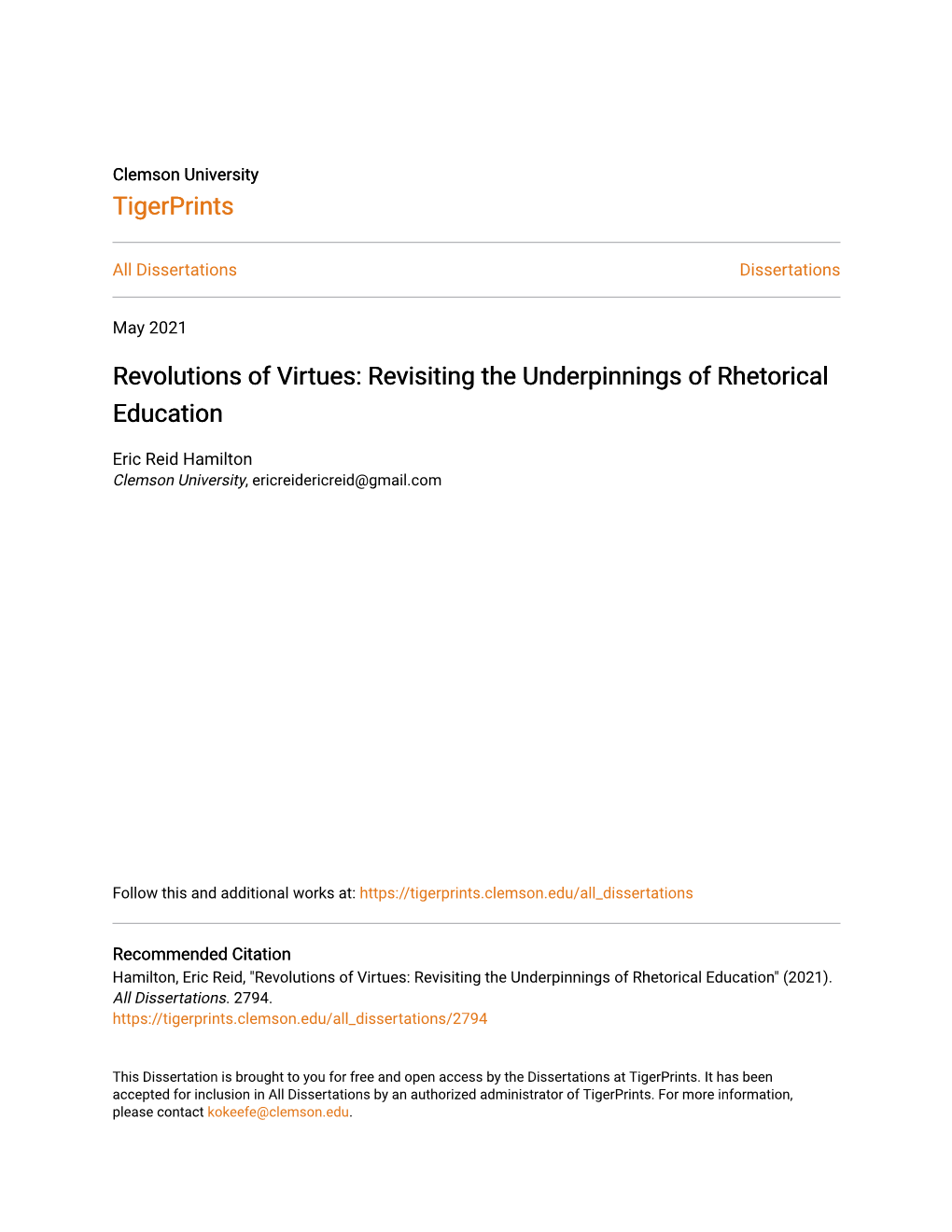 Revolutions of Virtues: Revisiting the Underpinnings of Rhetorical Education