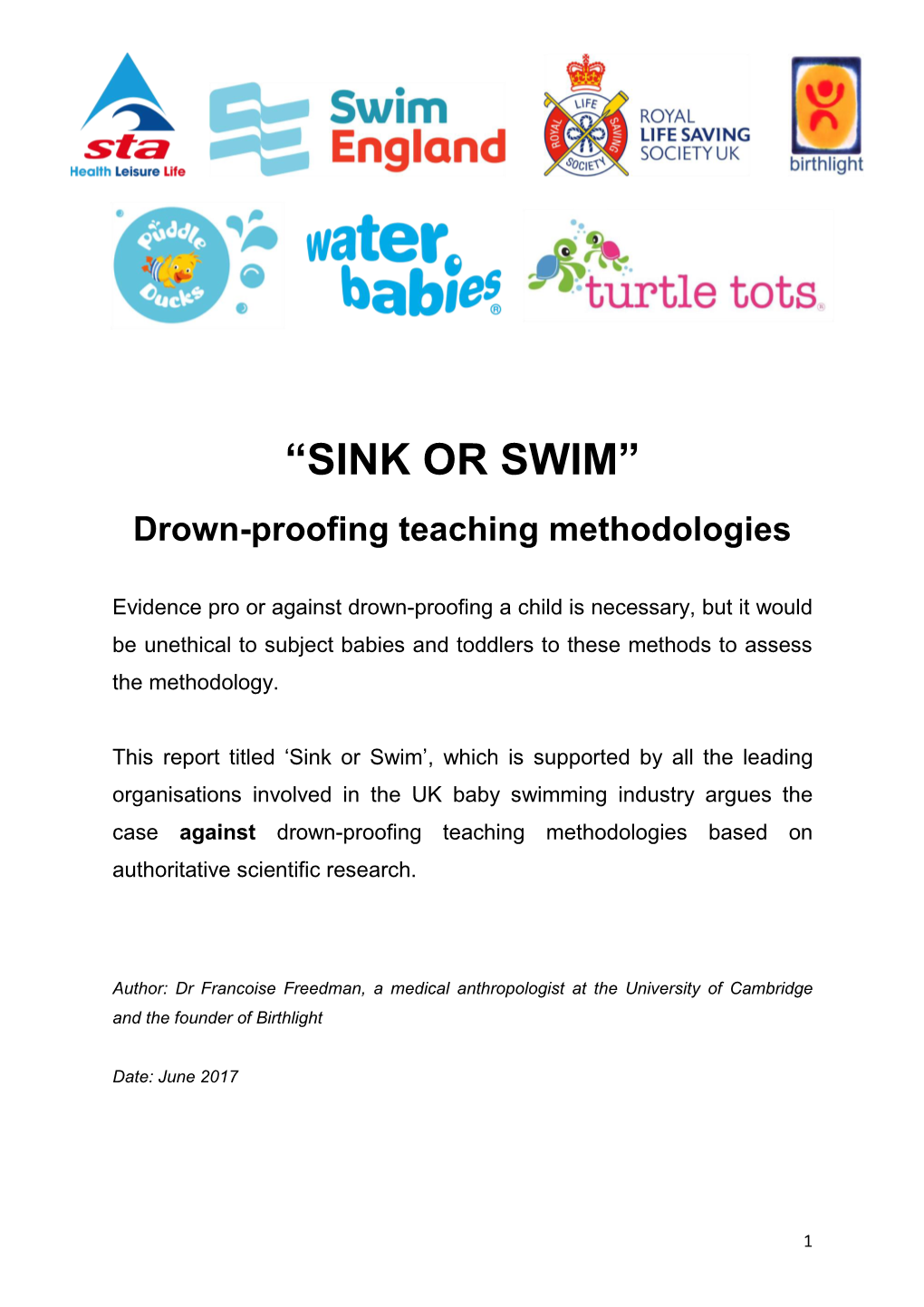 “SINK OR SWIM” Drown-Proofing Teaching Methodologies