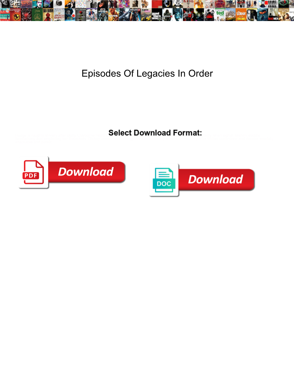 Episodes of Legacies in Order