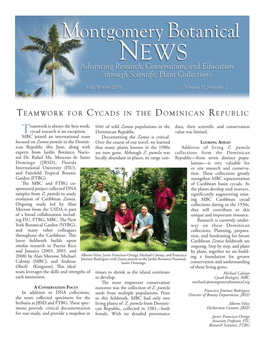 Teamwork for Cycads in the Dominican Republic