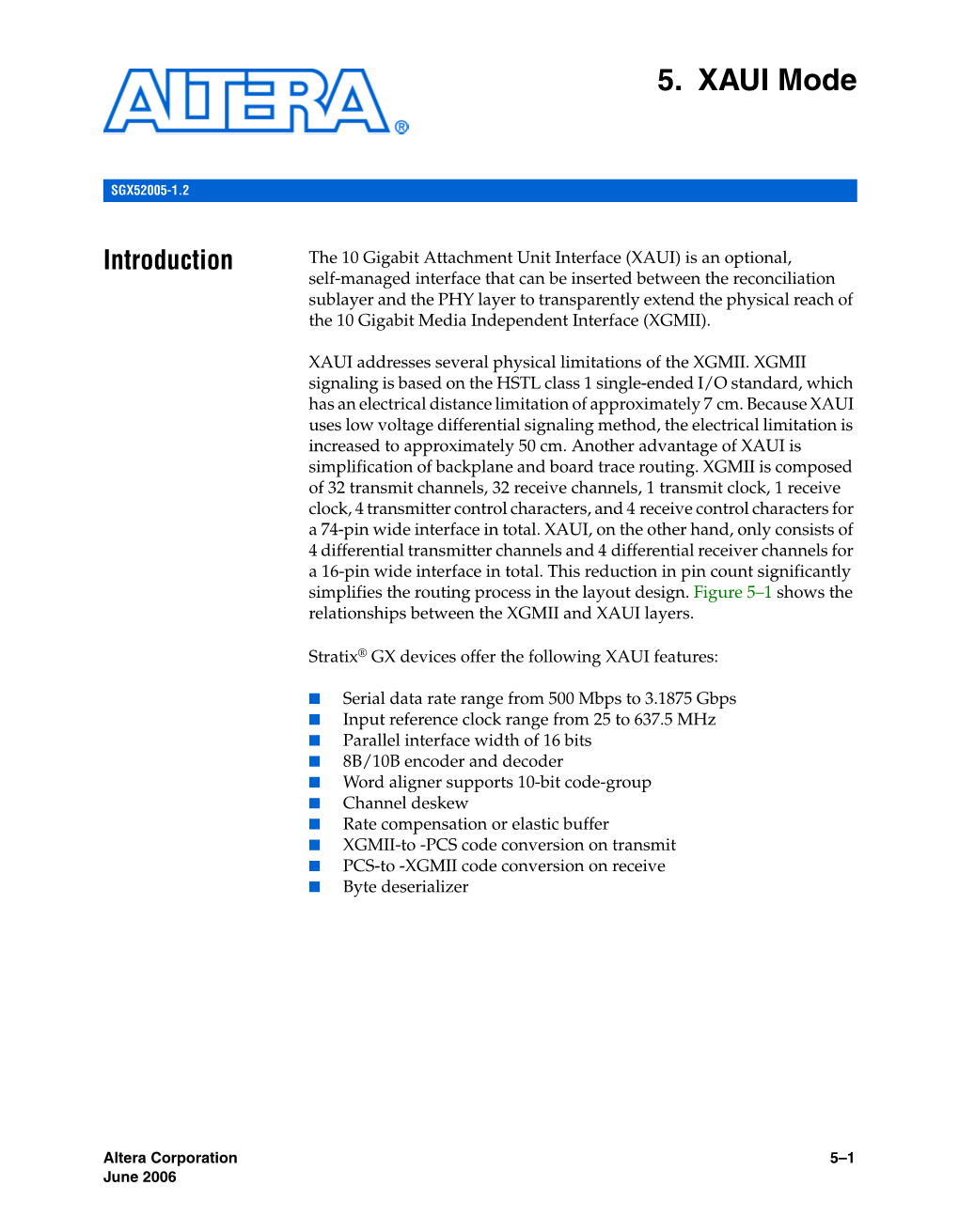 XAUI Mode: Stratix GX Device Handbook, Volume 2