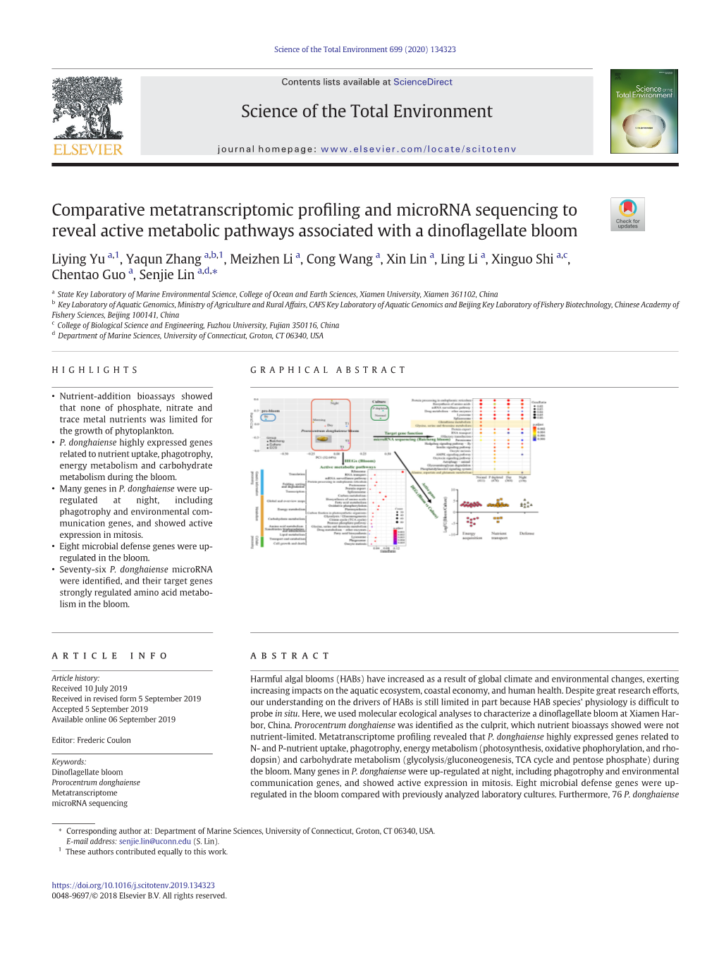 Comparative Metatranscriptomic Profiling and Microrna Sequencing to Reveal Active Metabolic Pathways Associated with a Dinoflage