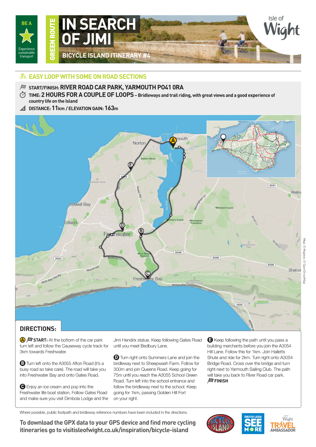 IN SEARCH of JIMI Experience Sustainable Transport BICYCLE ISLAND ITINERARY #4 GREEN ROUTE