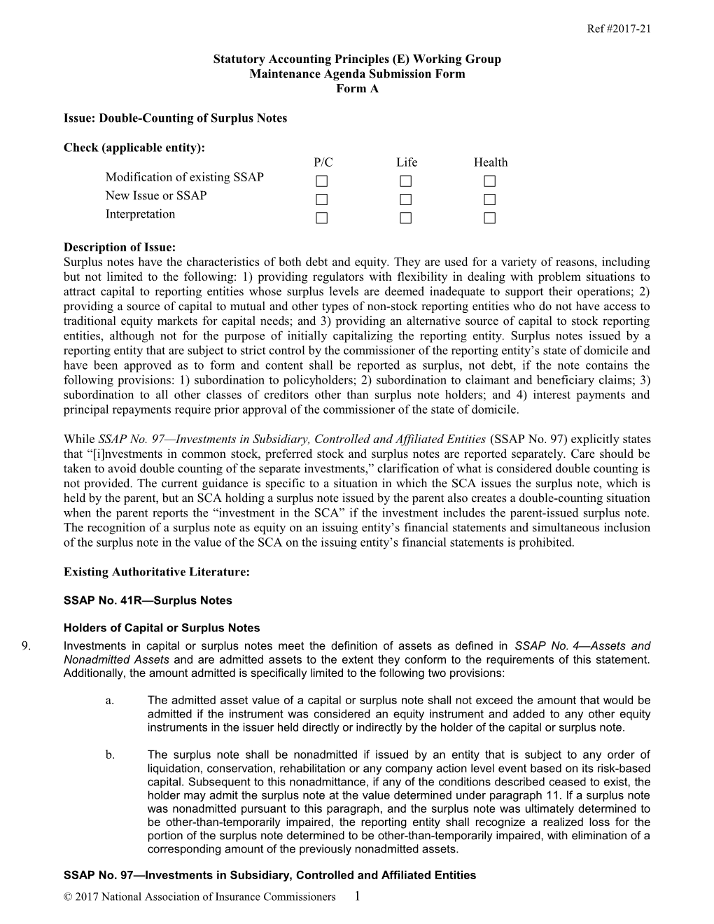 Statutory Accounting Principles Working Group s11