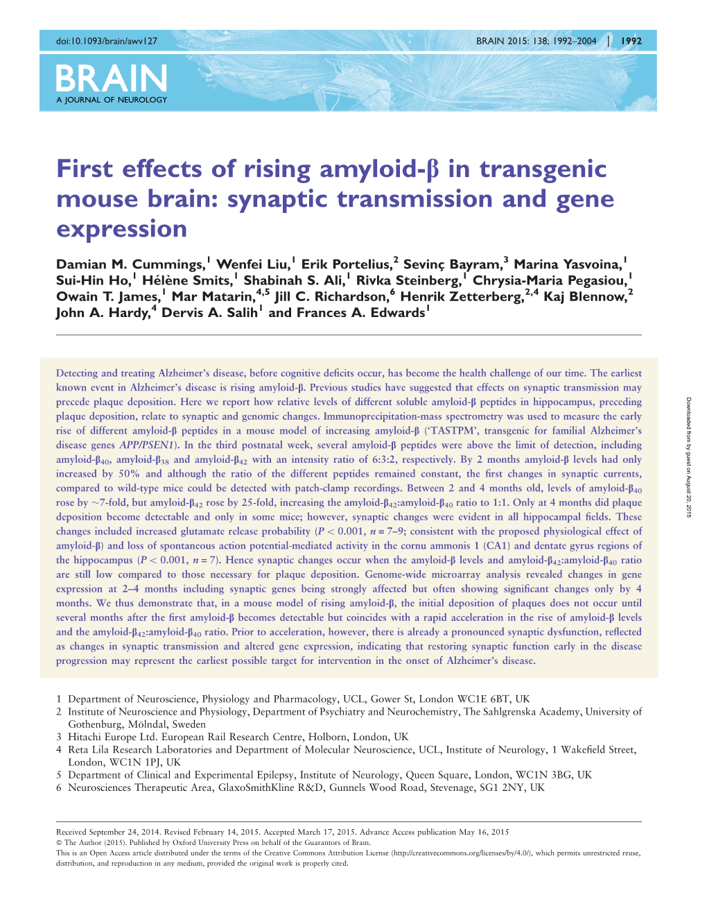 Synaptic Transmission and Gene Expression