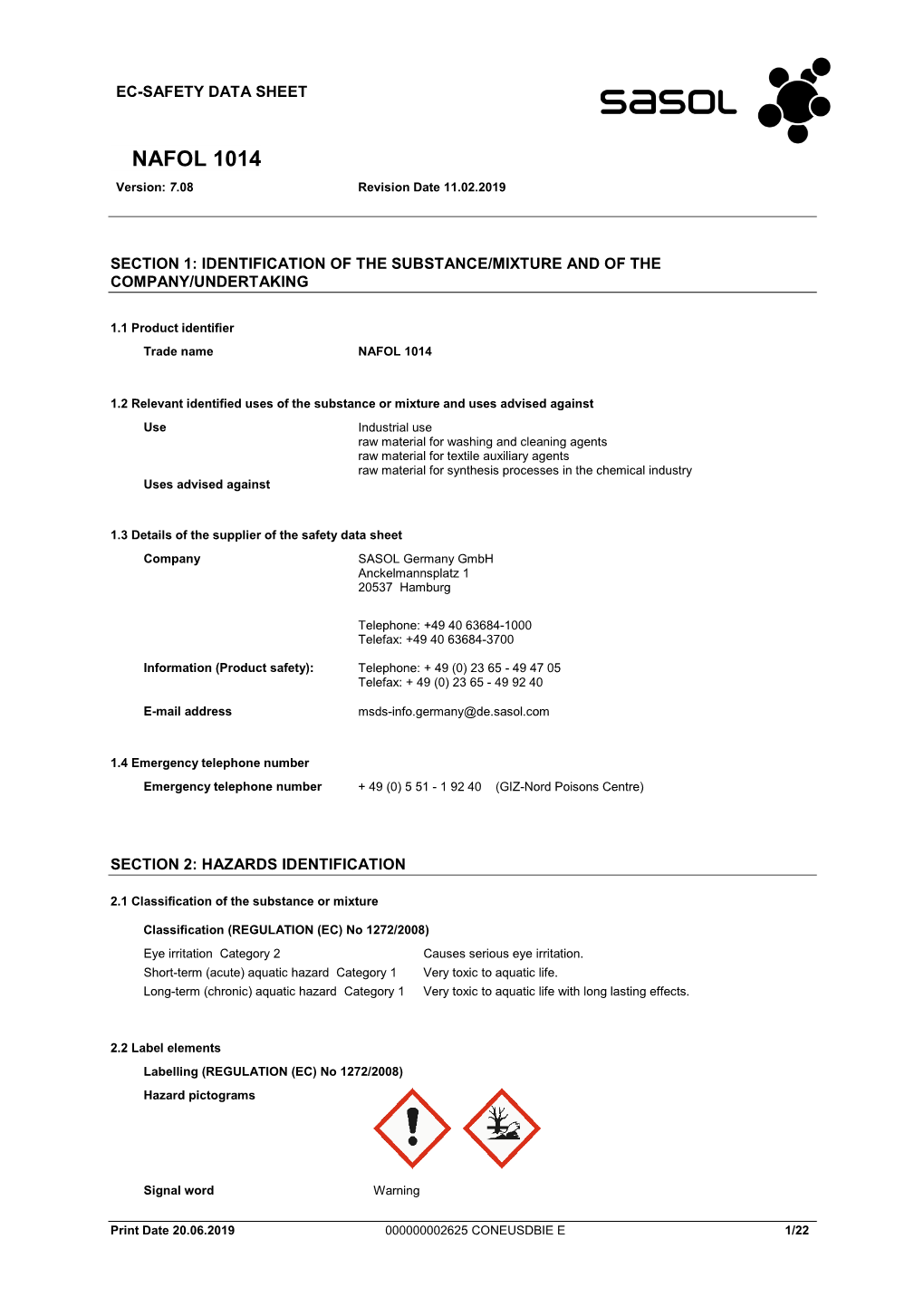 NAFOL 1014 Version: 7.08 Revision Date 11.02.2019