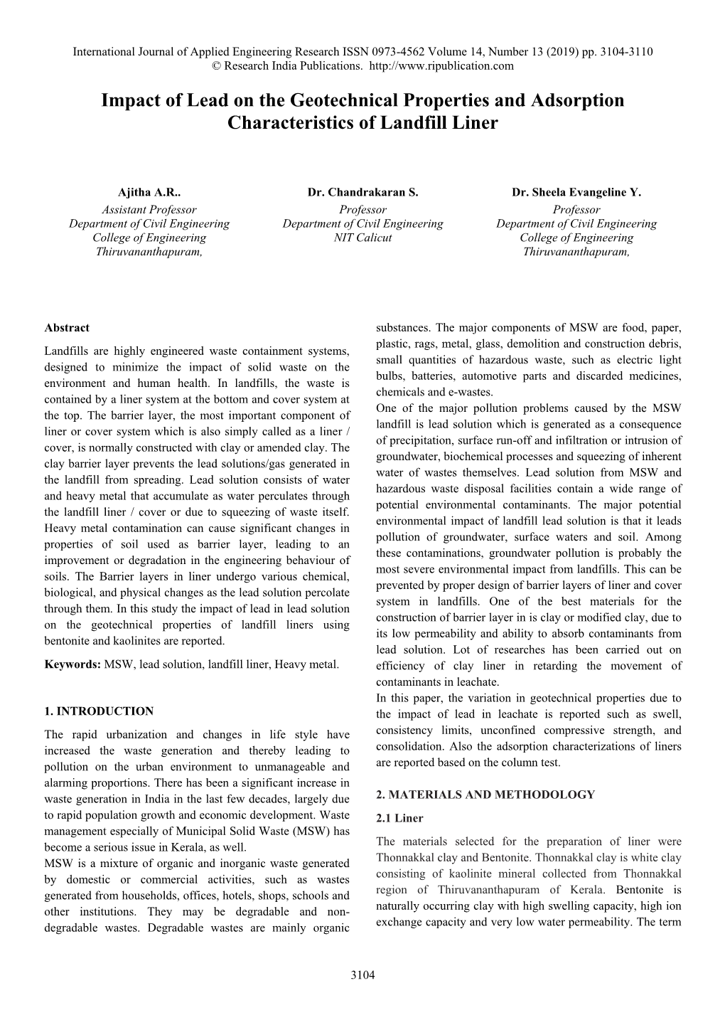 Impact of Lead on the Geotechnical Properties and Adsorption Characteristics of Landfill Liner