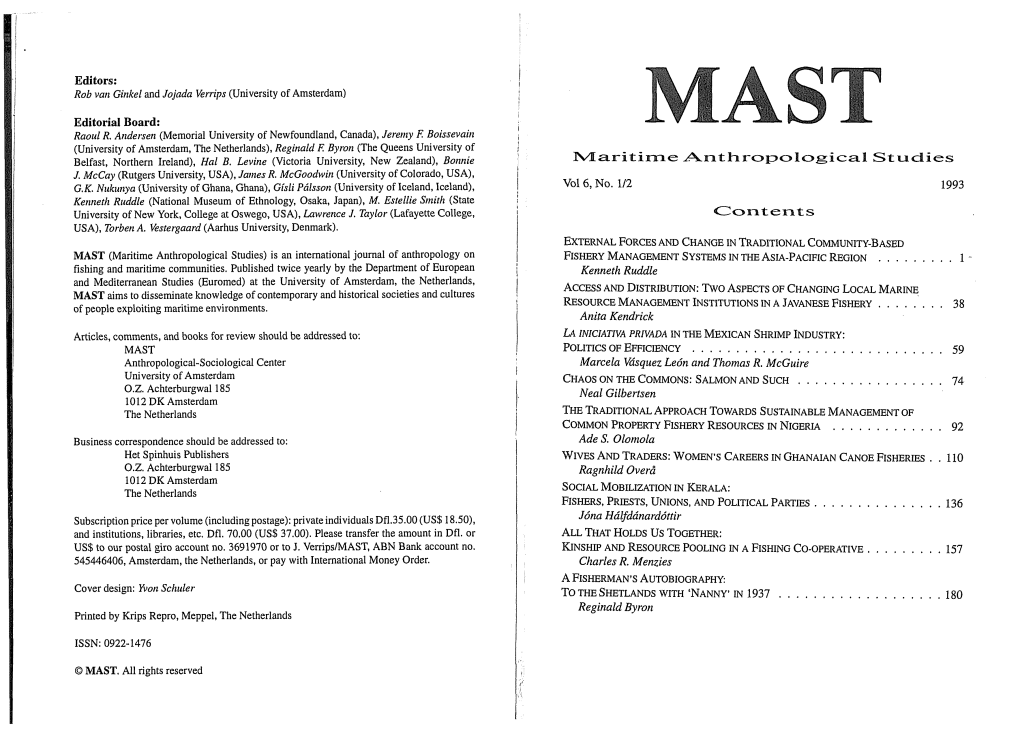 MAST Vol 6, No. 1 & 2