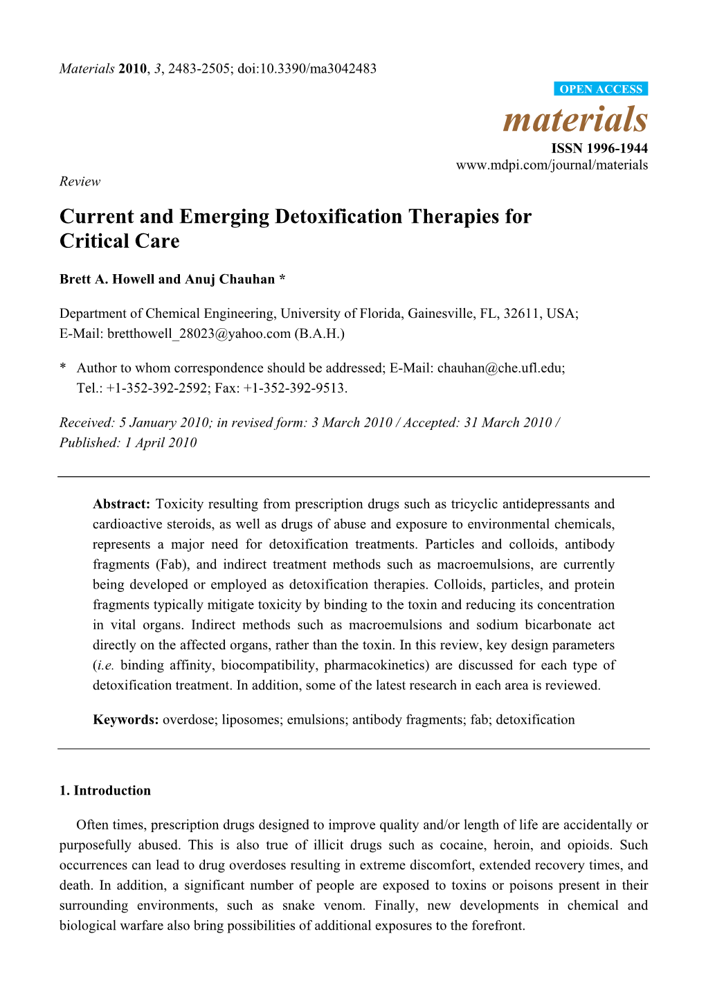 Current and Emerging Detoxification Therapies for Critical Care
