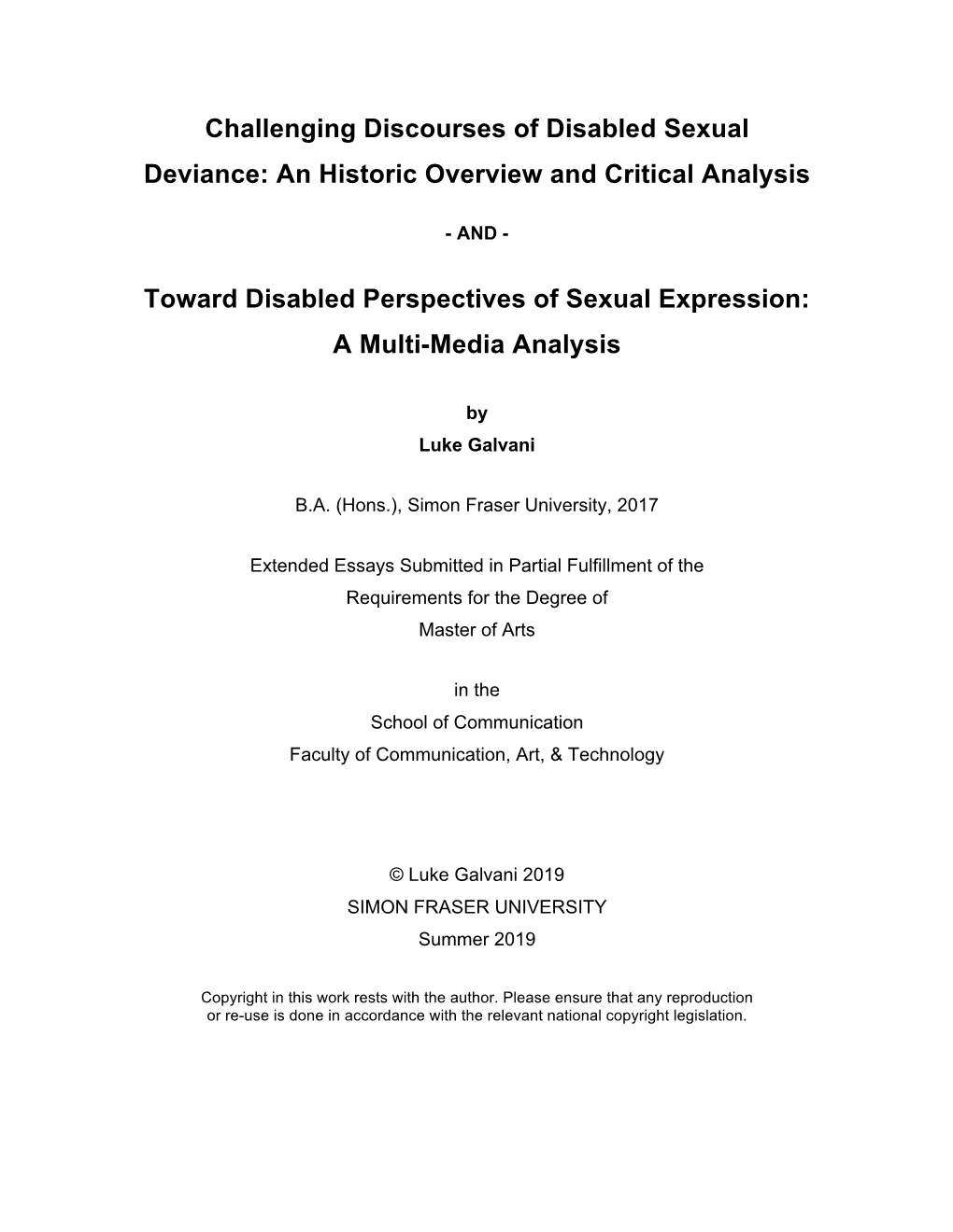 Challenging Discourses of Disabled Sexual Deviance: an Historic Overview and Critical Analysis
