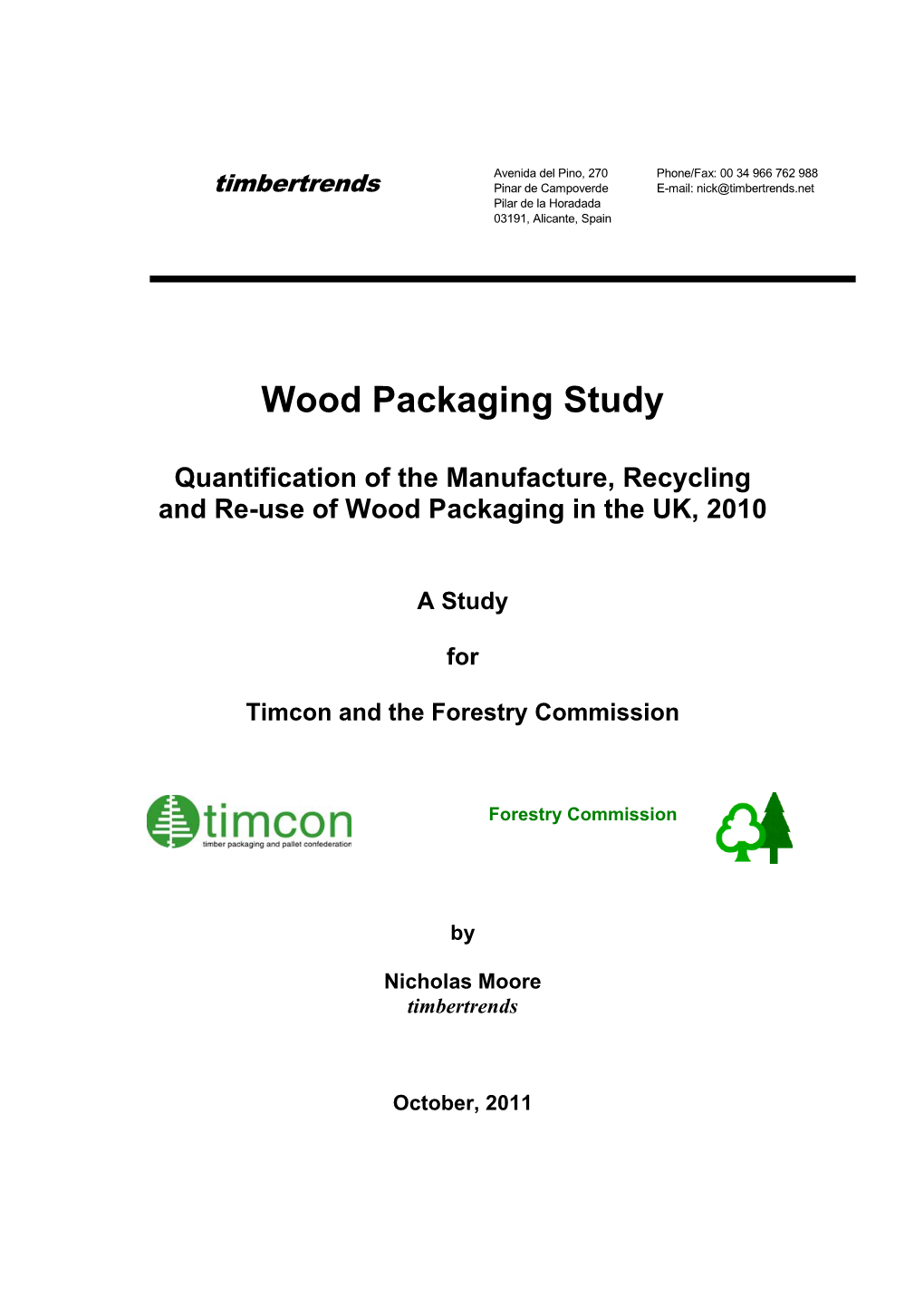 Wood Packaging Study 2010 & Prodcom PRA 16400 