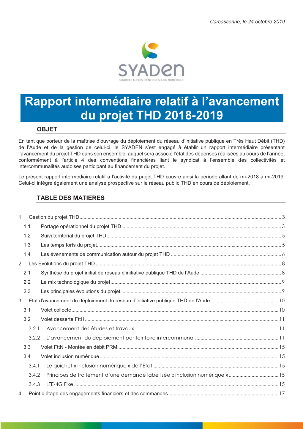 Rapport D'étape THD Mi 2019