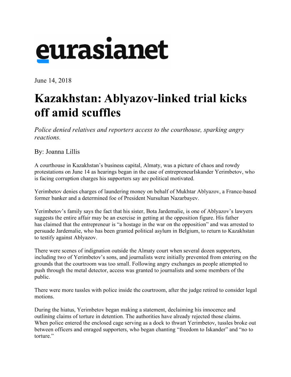 Abalyazov-Linked Trial Kicks Off Amid Scuffles