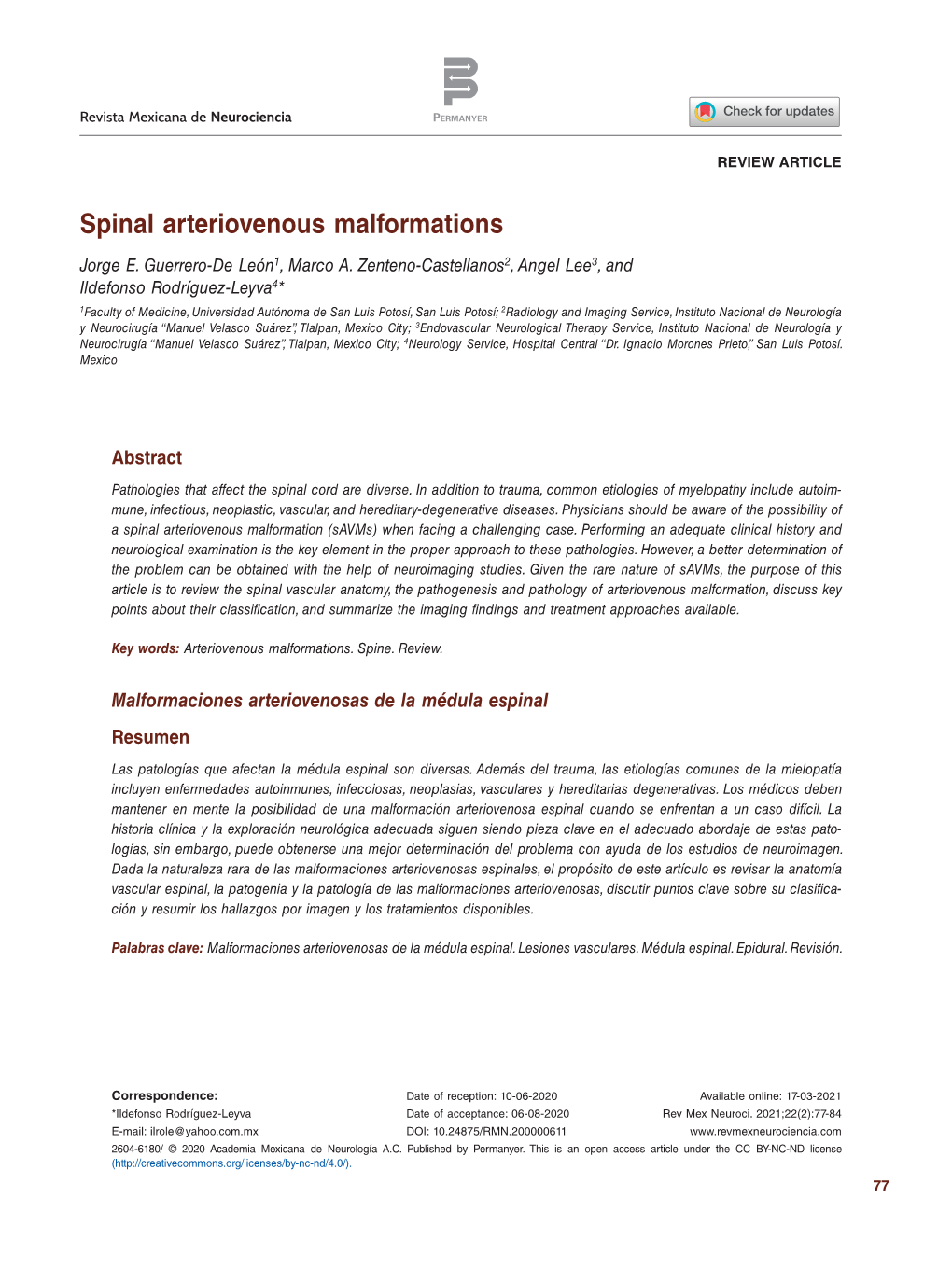 Spinal Arteriovenous Malformations