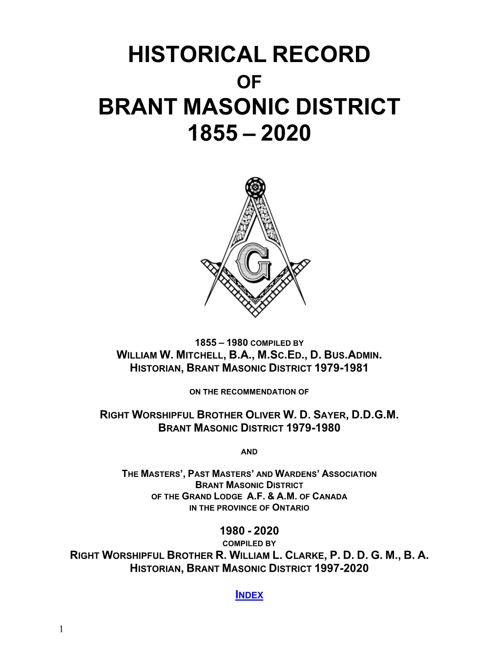 Historical Record: Brant Masonic District