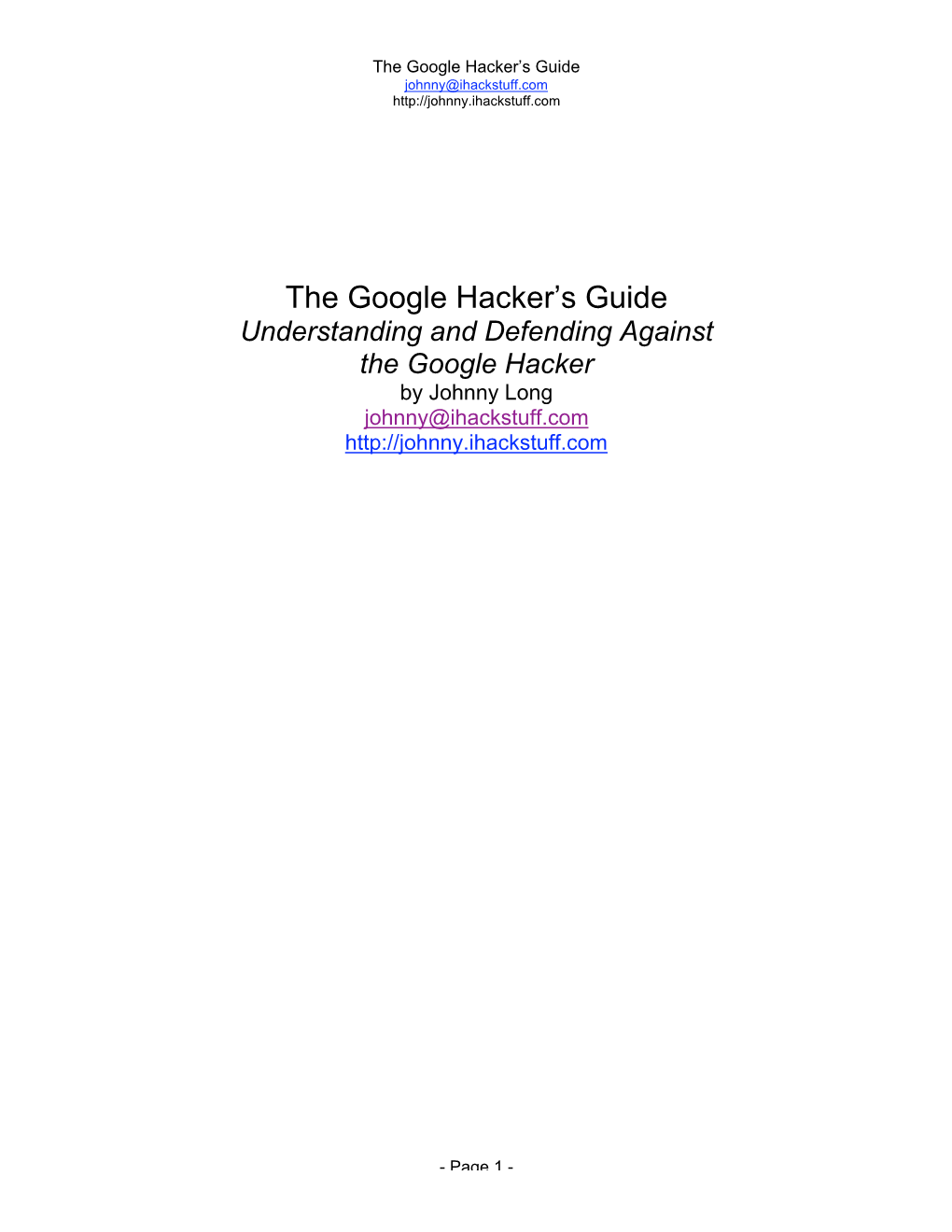 The Google Hacker's Guide