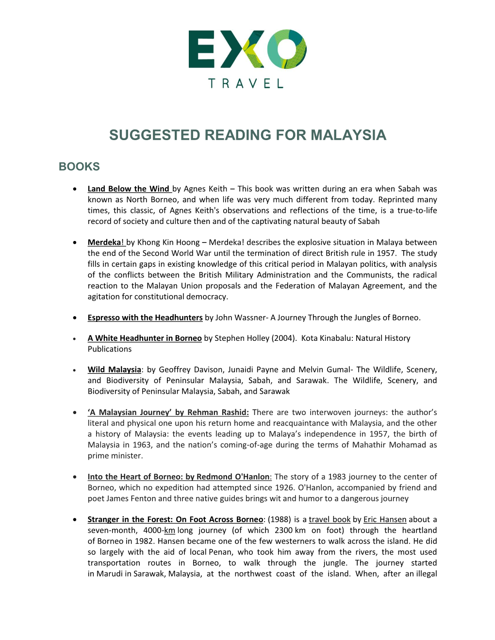 Suggested Reading for Malaysia