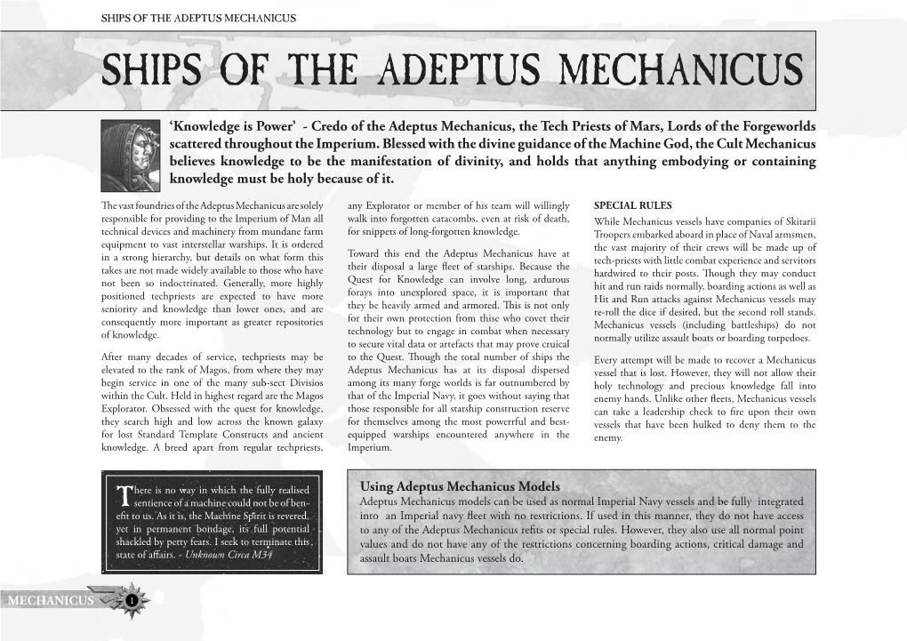 Ships of the Adeptus Mechanicus Ships of the Adeptus Mechanicus