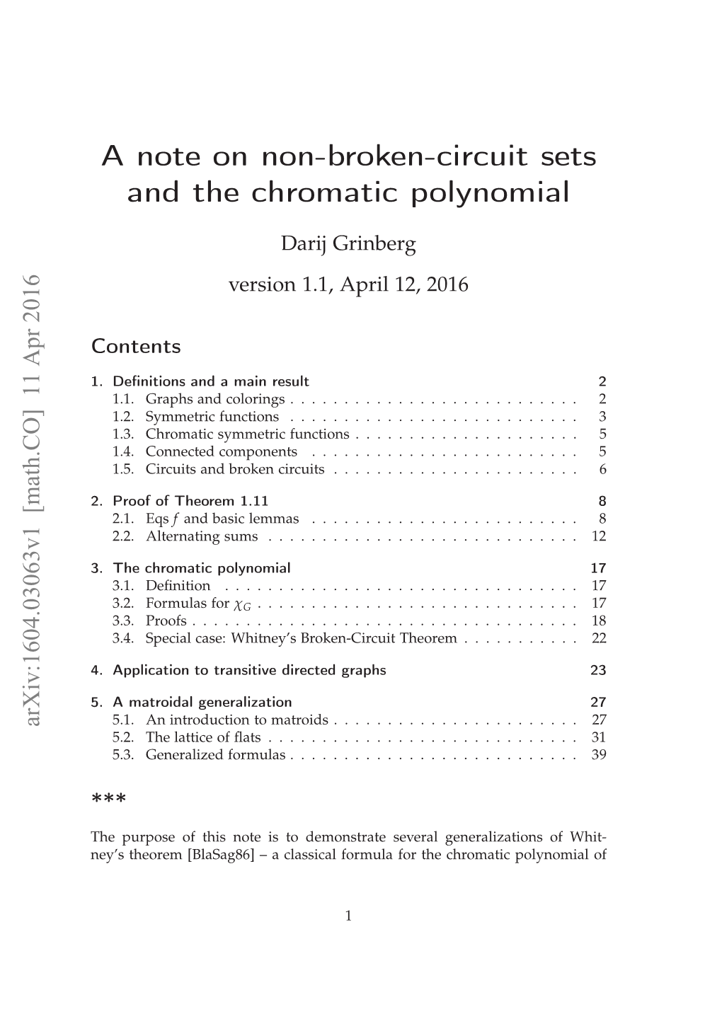 A Note on Non-Broken-Circuit Sets and the Chromatic Polynomial