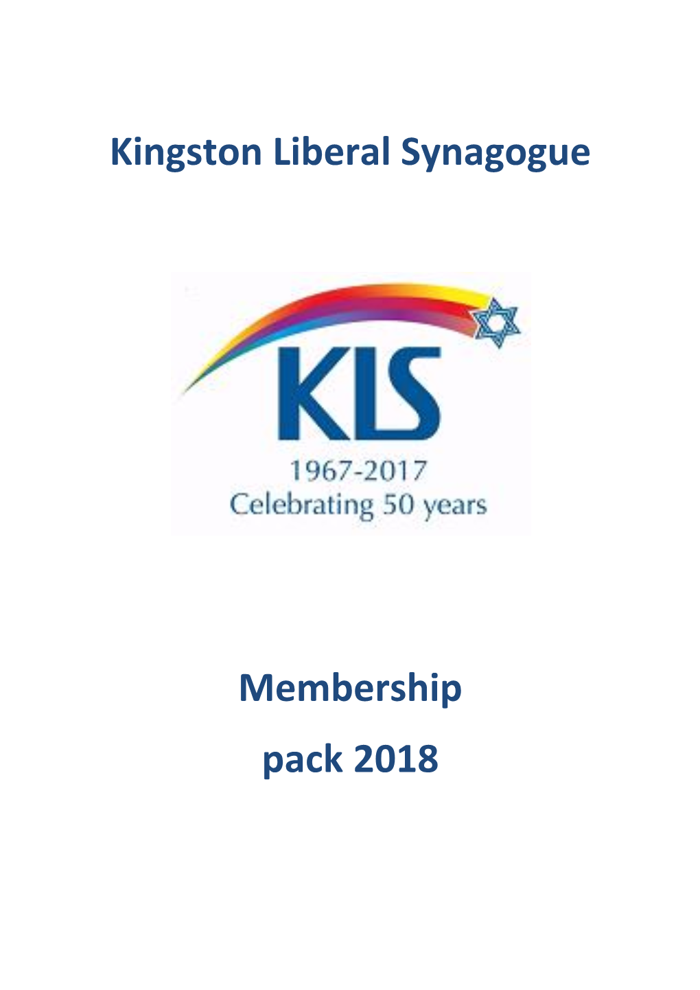 Kingston Liberal Synagogue Membership Pack 2018