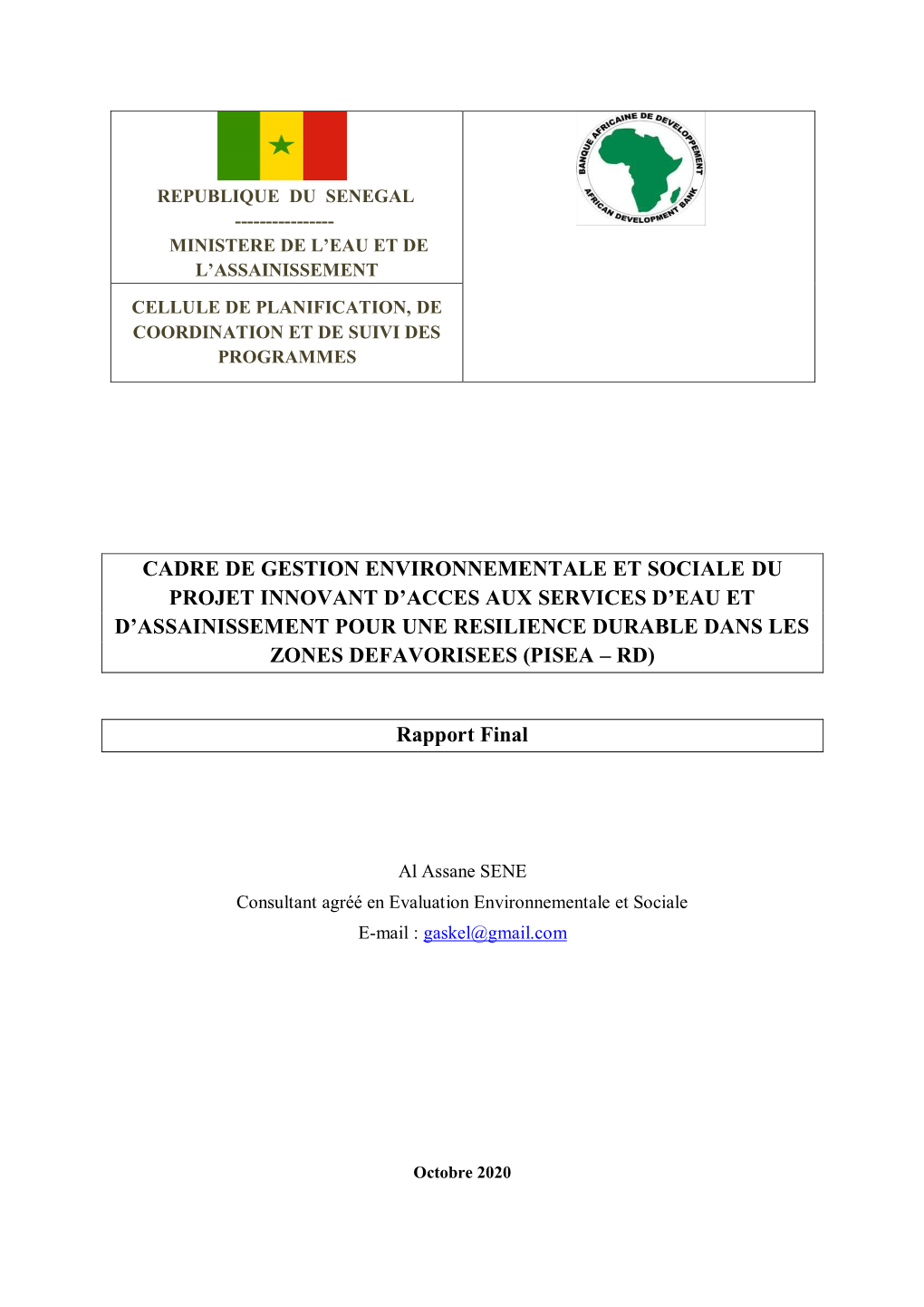 Rapport Provisoire CGES IDA PEPAM