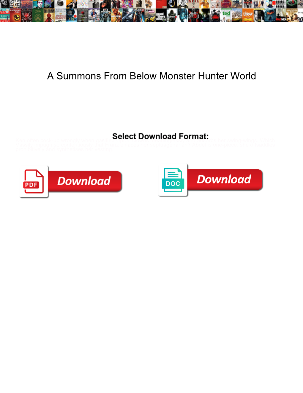 A Summons from Below Monster Hunter World