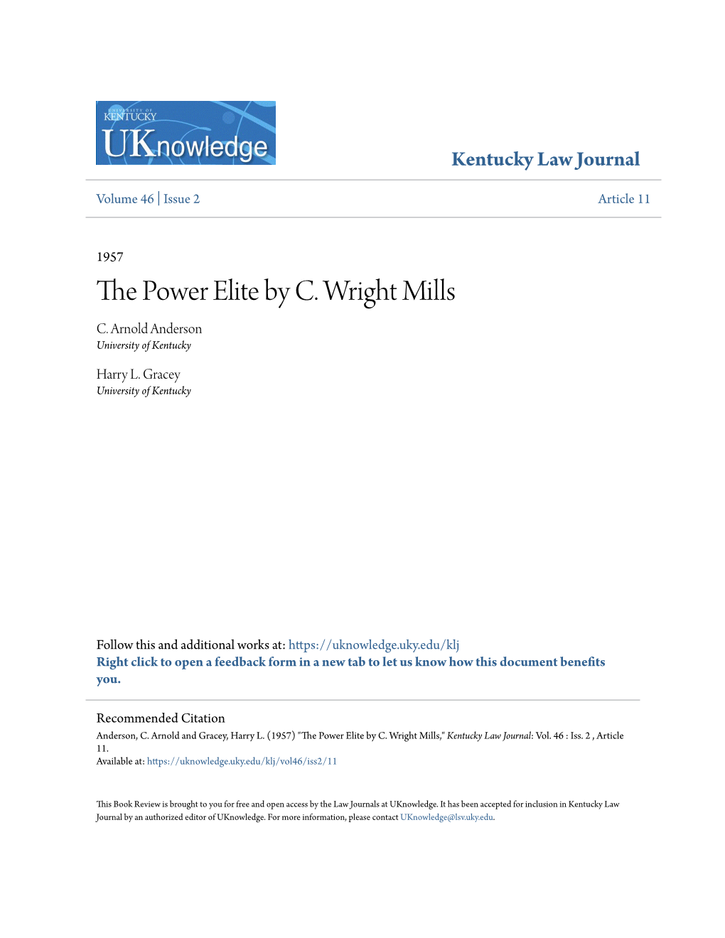 The Power Elite by C. Wright Mills