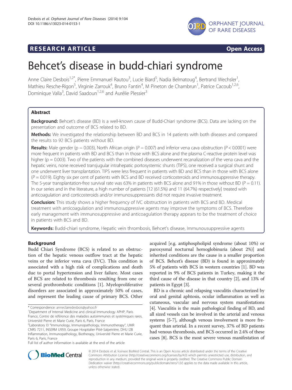 Behcet's Disease in Budd-Chiari Syndrome