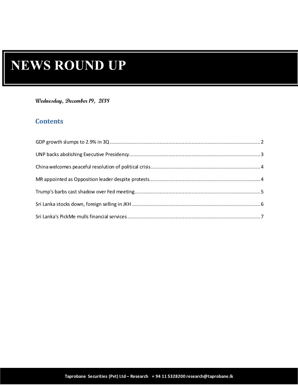 News Round Up