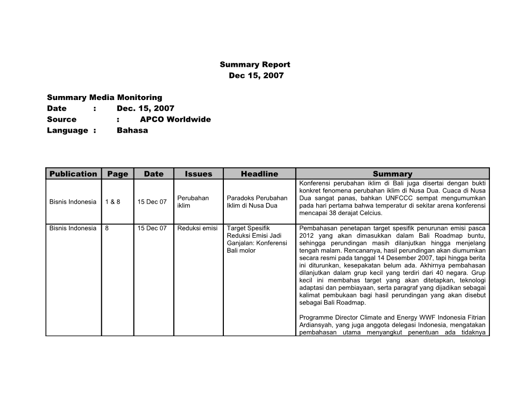 Summary Media Monitoring