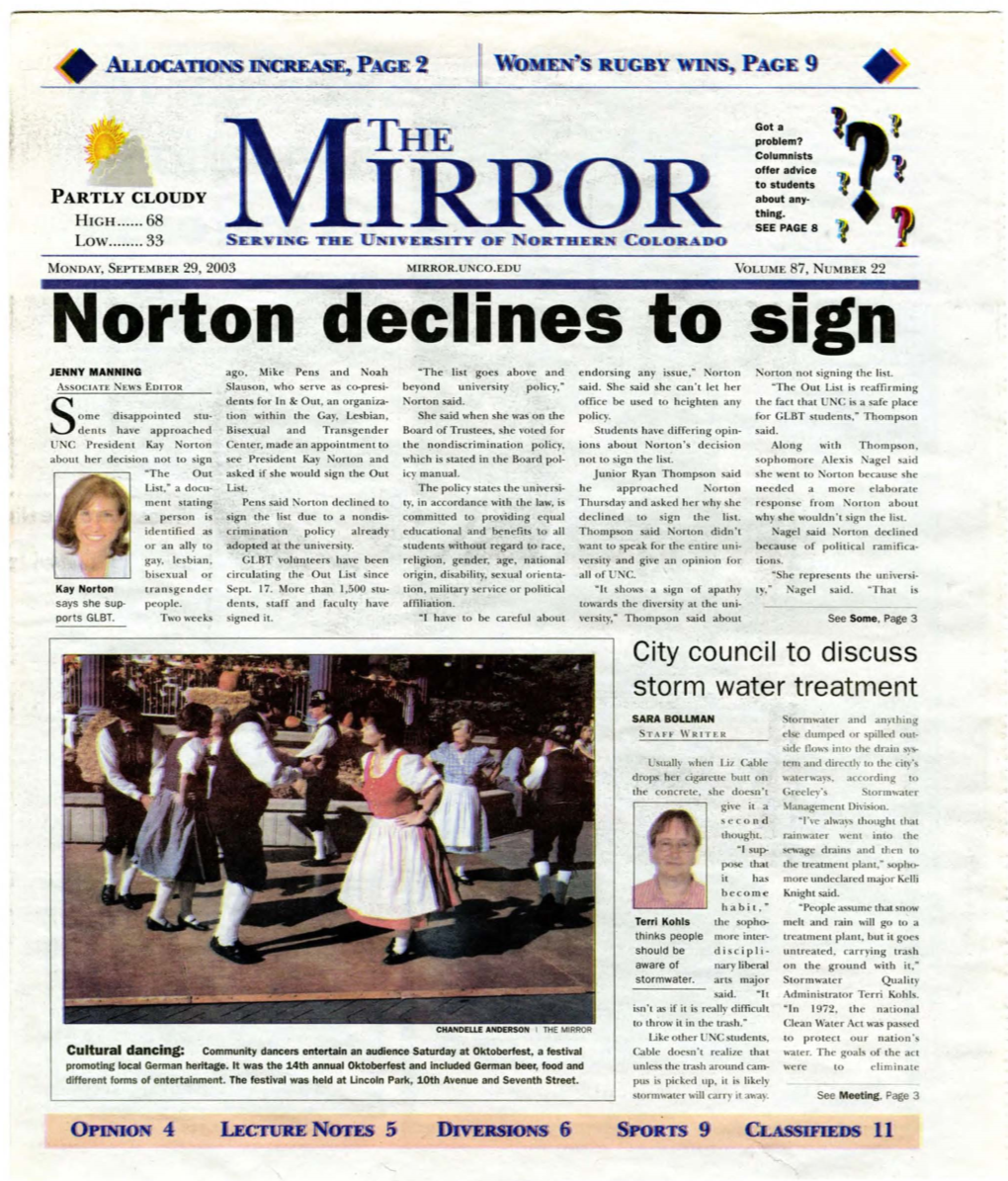 Norton Declines to Sign