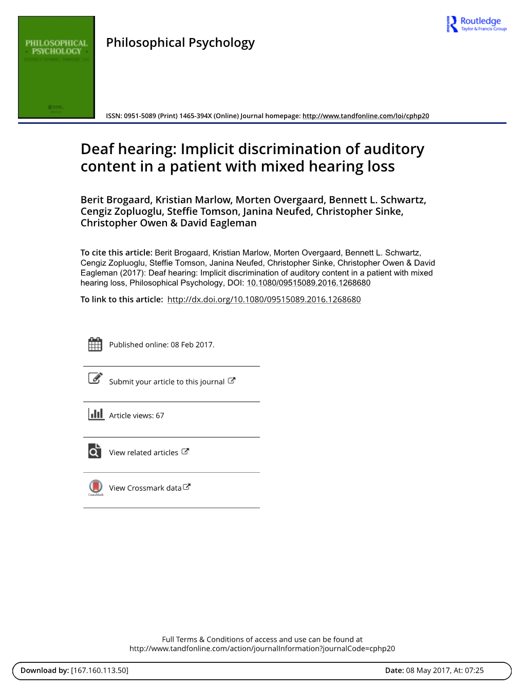 Deaf Hearing: Implicit Discrimination of Auditory Content in a Patient with Mixed Hearing Loss